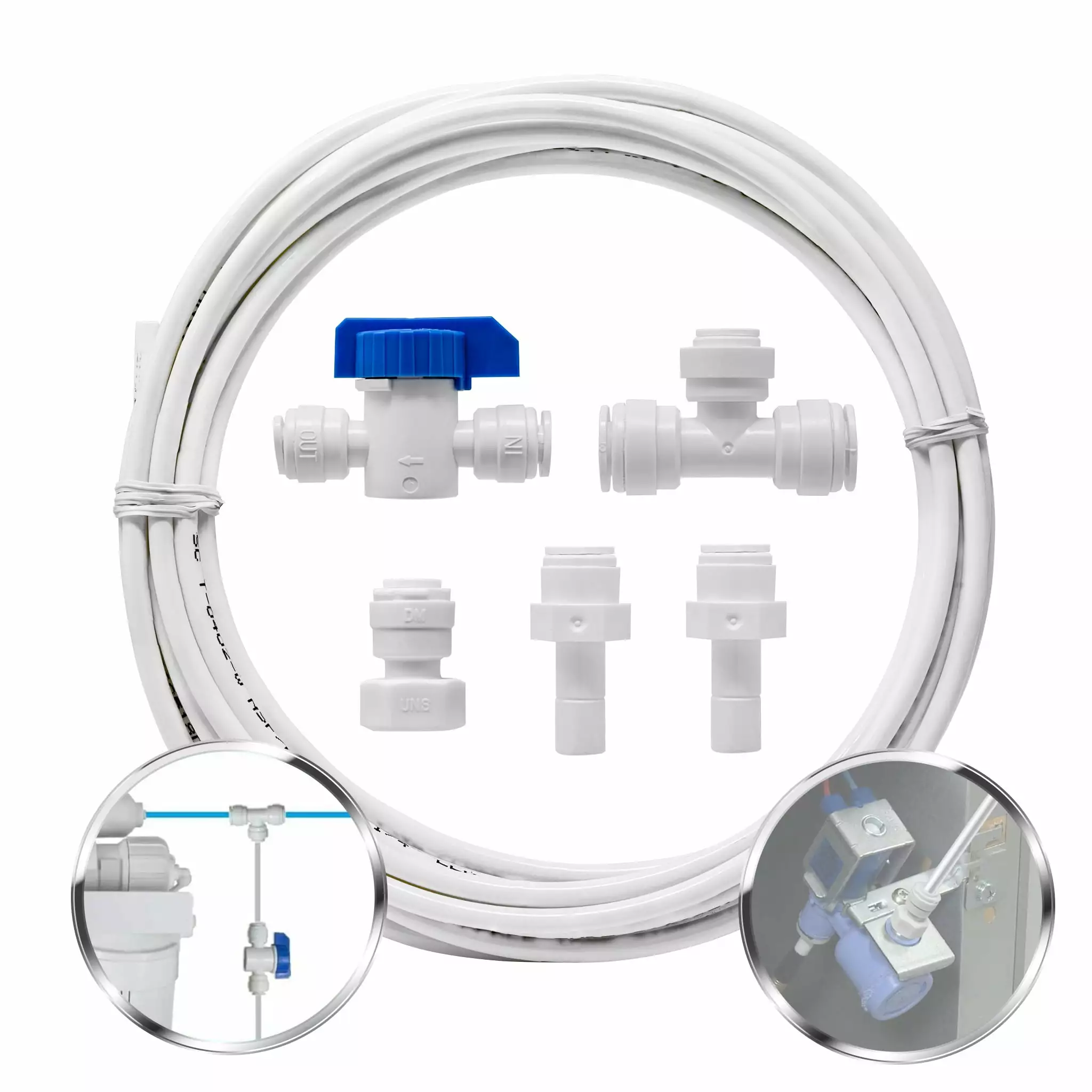 Metpure 1/4 & 3/8 Ice Maker installation Kit For Reverse Osmosis Systems & Water Filter Fridge Ice Maker Line with 25' Feet Tubing and Inline valve