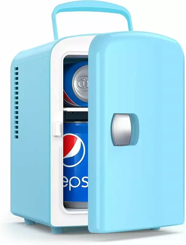 Mini Fridge. 4 Liter/6 Can AC/DC Portable Thermoelectric Cooler Refrigerators for Skincare. Beverage. Food. Home. Office and Car. ETL Listed (Teal)