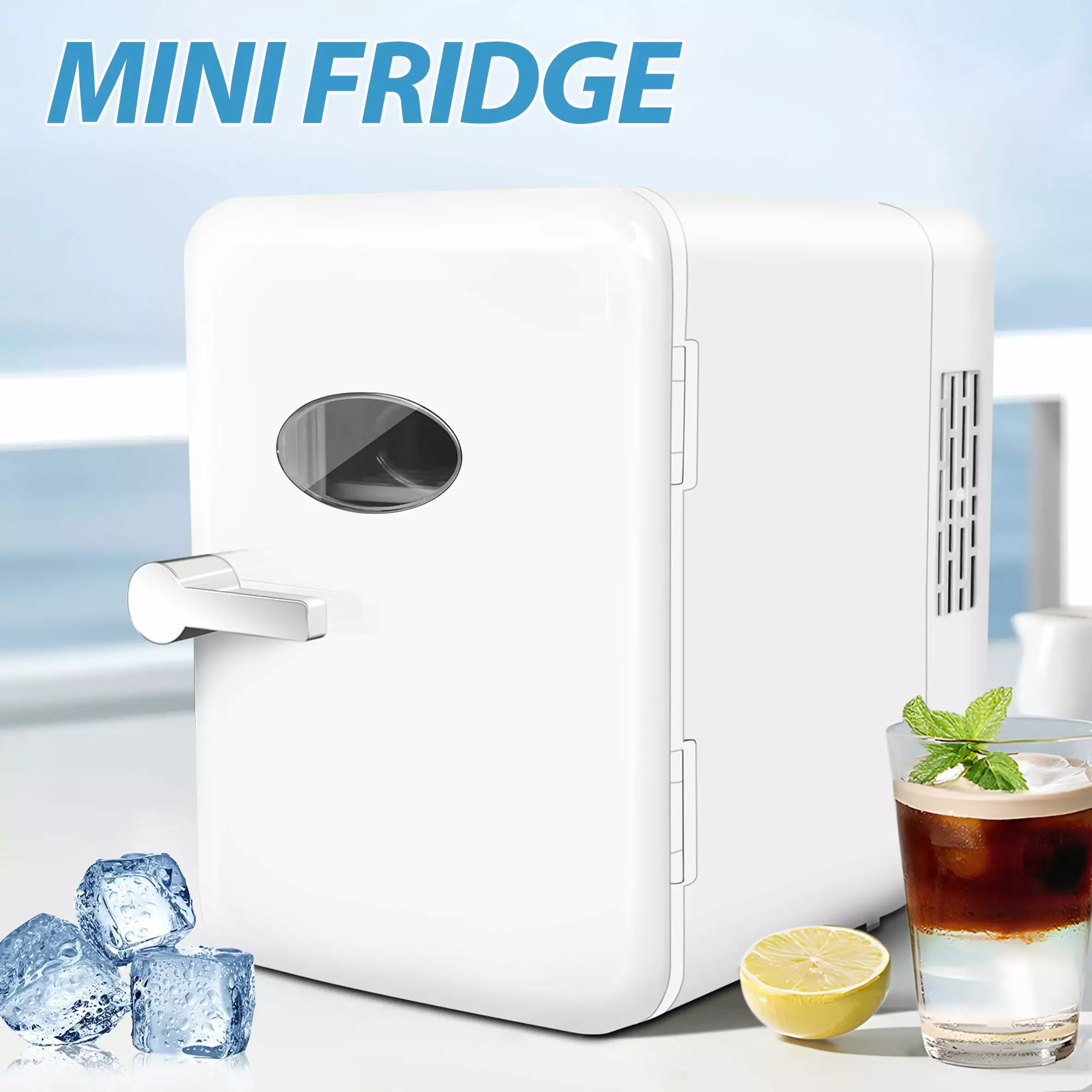 Mini Fridge Personal Fridge. 4 Liter/6 Can AC/DC Portable Thermoelectric Cooler and Warmer Refrigerators for Christmas Gift. Skincare. Beverage. Home. Office and Car. White