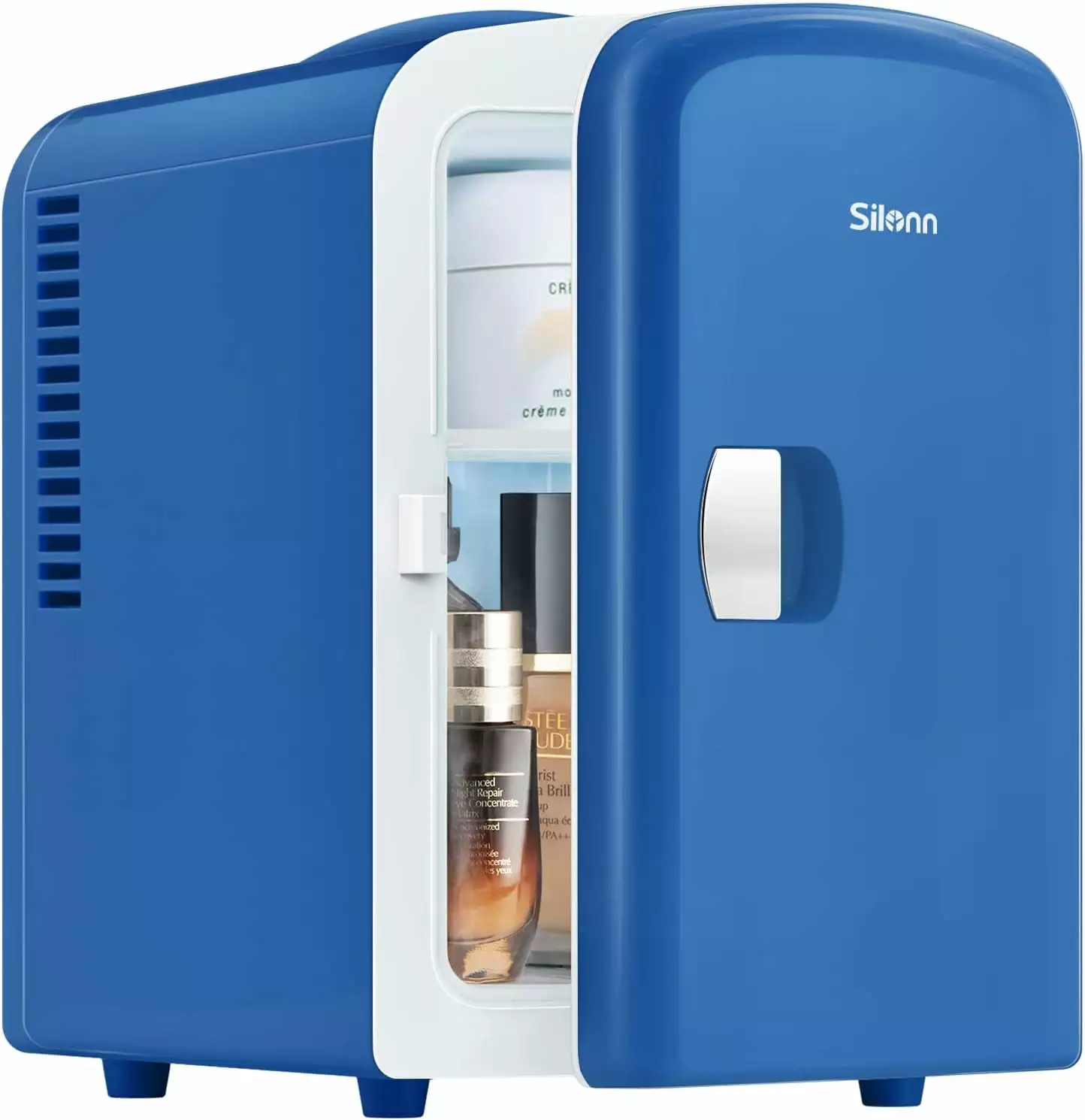 Mini Fridge Skin Care Fridge 4L/6 Can Cooler & Warmer Small Refrigerator Compact[Blue]