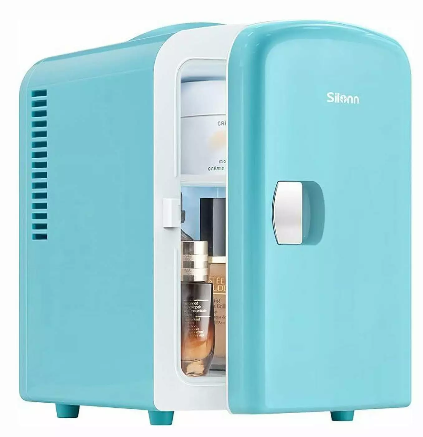 Mini Fridge Skin Care Fridge 4L/6 Can Cooler & Warmer Small Refrigerator Compact- Green