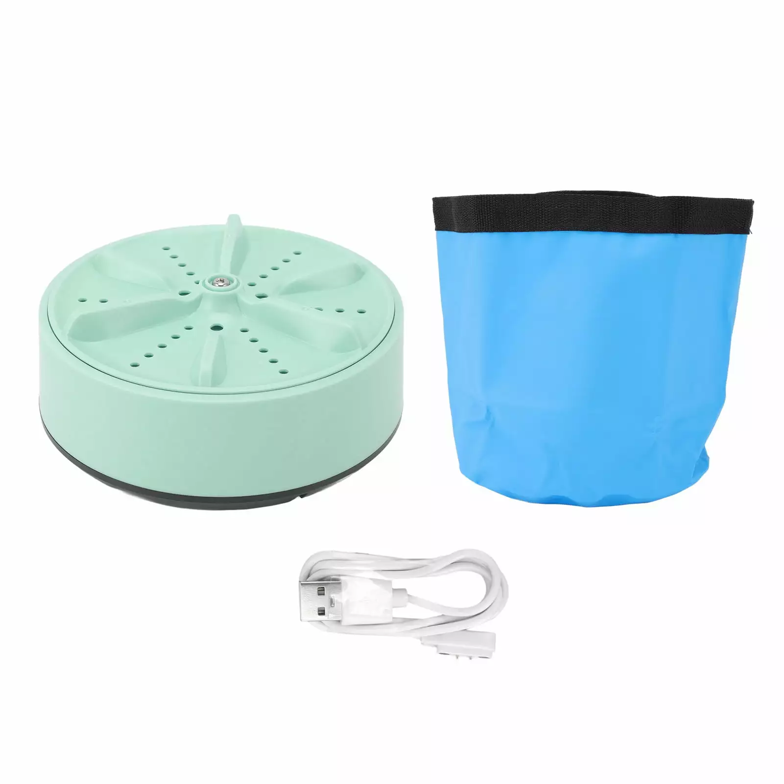 Mini Portable Washing Machine Portable Intelligent USB Mini Washer with Folding Bucket and Battery for Outdoor Travel Green