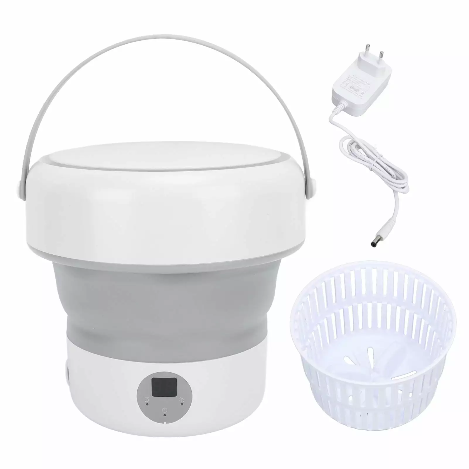 Mini Washer With Water Filter Basket Foldable Superior Stain Removal Small Portable Washing Machine for Underwear Socks Baby Clothes White EU Plug 100?240V