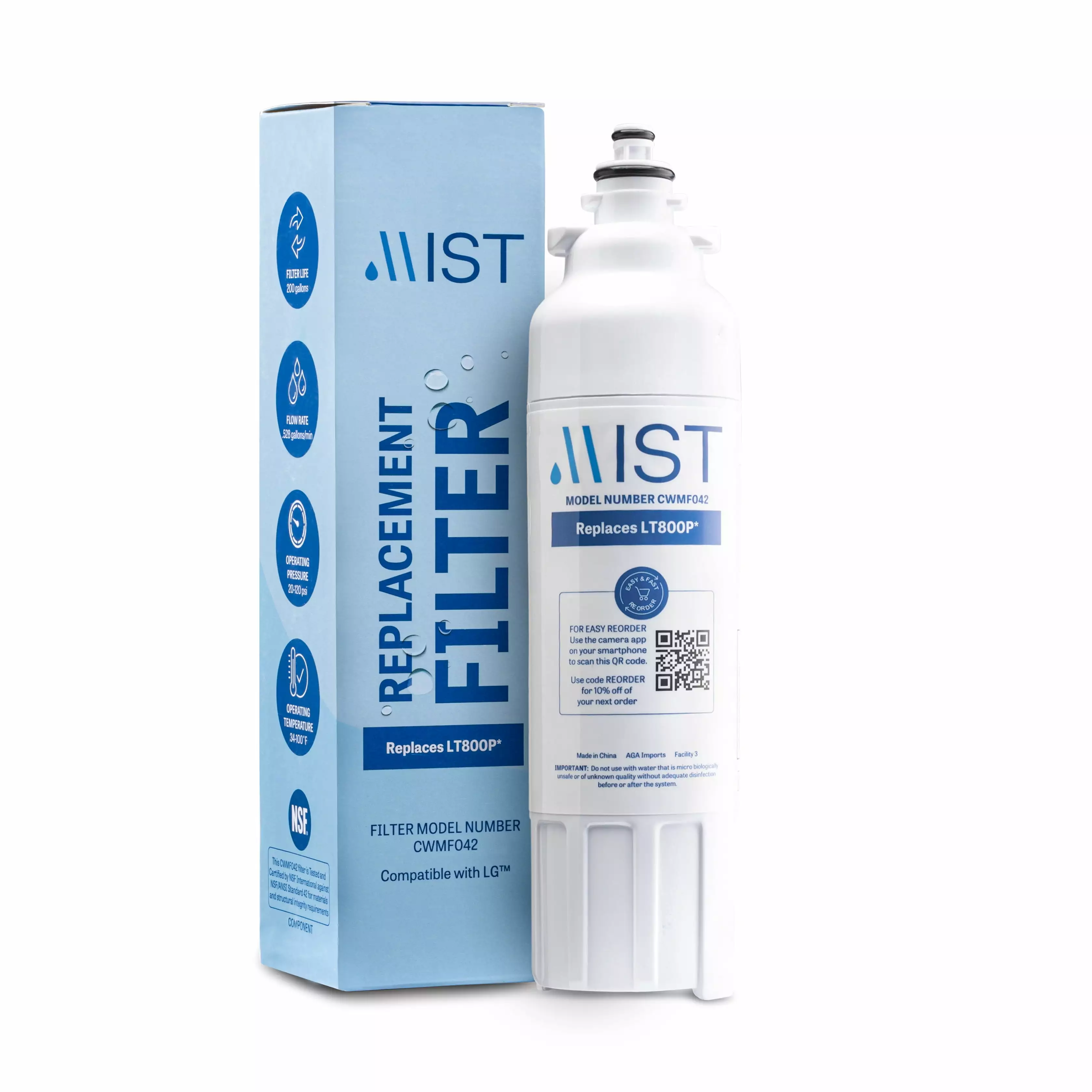 Mist Refrigerator Water Filter Replacement Compatible with LG ADQ73613401 LT800P. Kenmore 9490