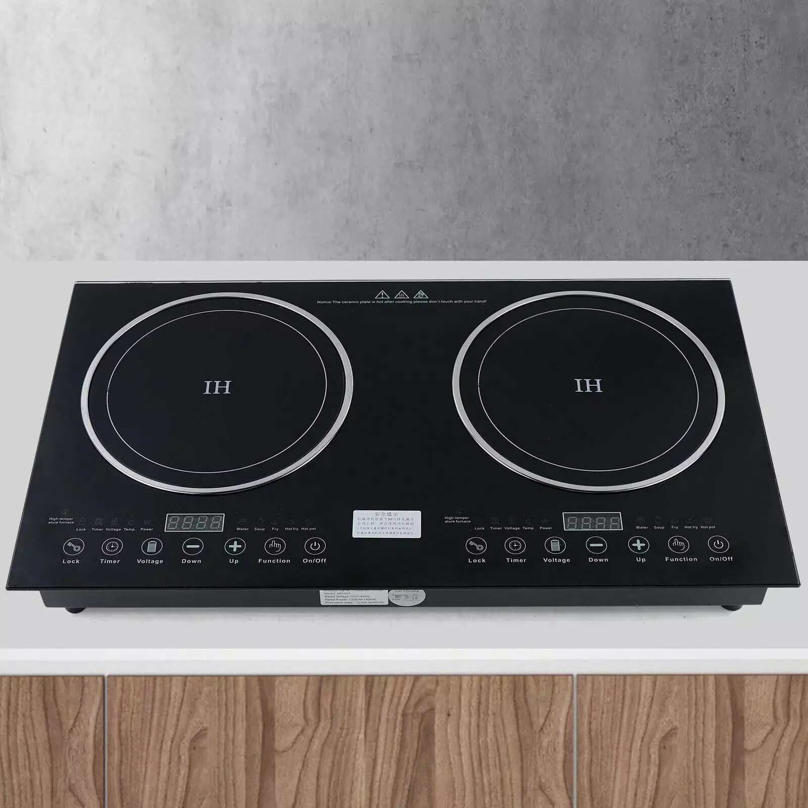 Miumaeov 110V Induction Cooker 2 Burners Electric Hob Cook Top Stove Ceramic Cooktop Touch Control