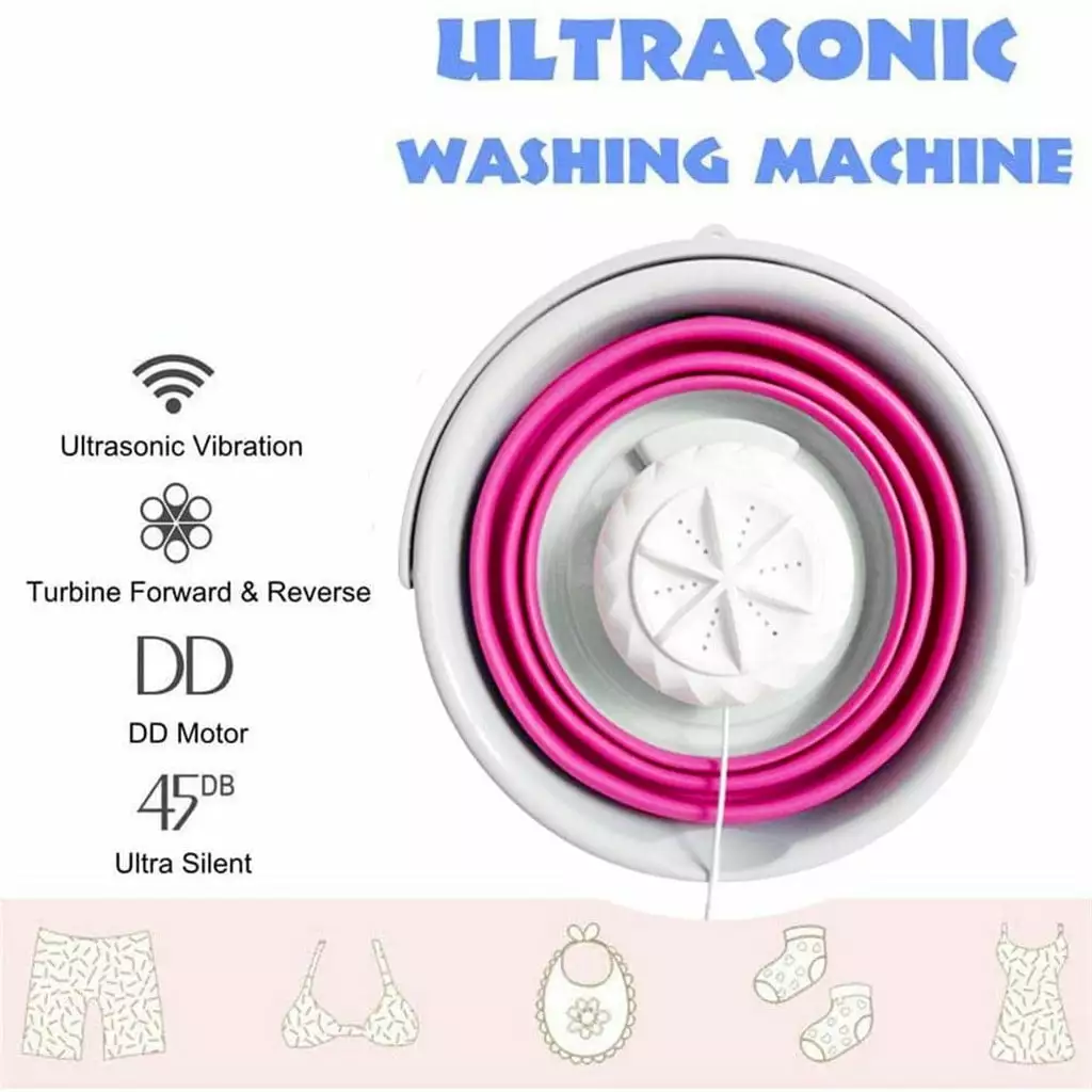 Mlkoz Portable Washing Machine Foldable Tub Rotating Turbine Washer 4 Adjusta on Clearance