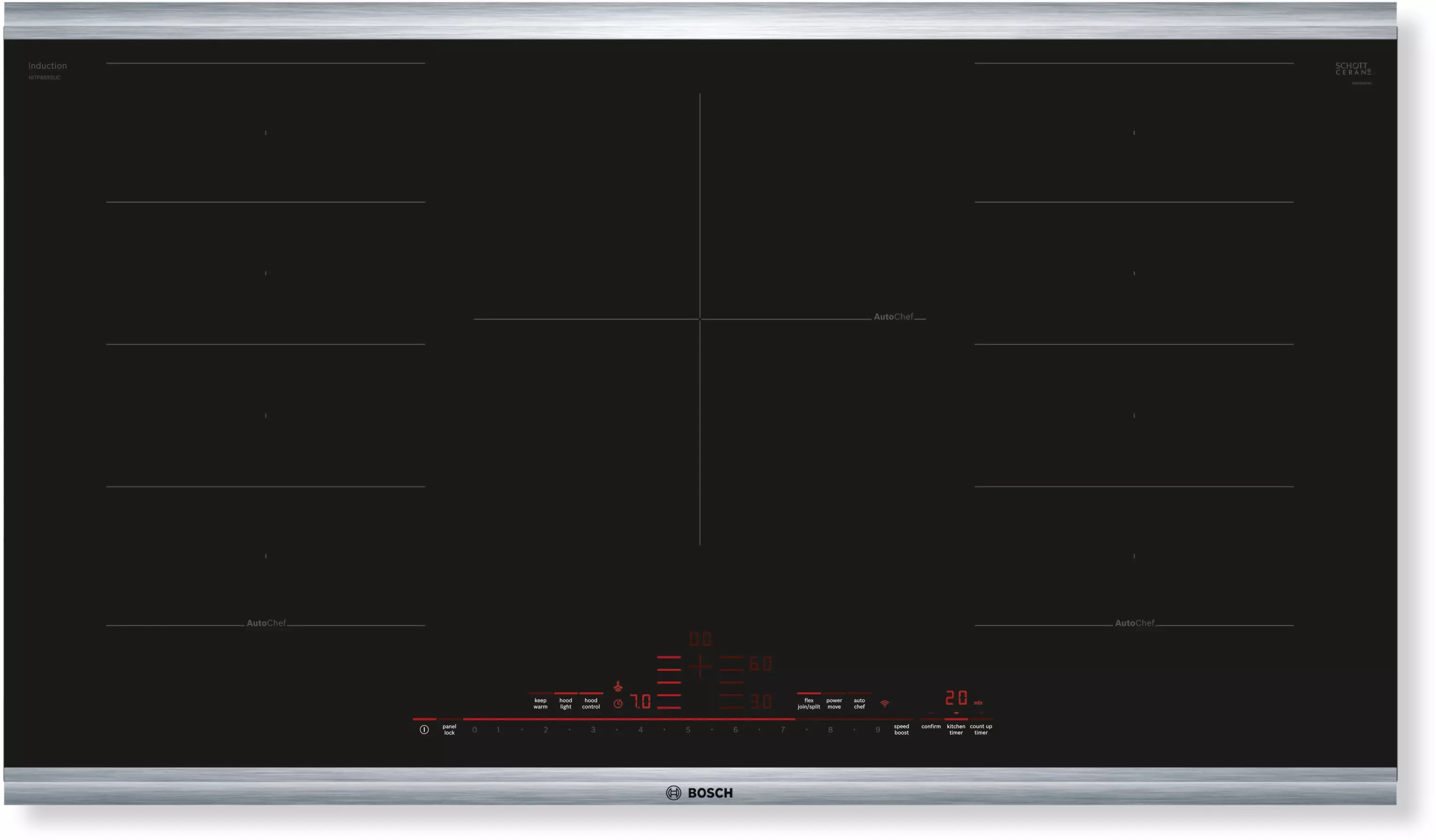 Bosch Nitp660suc Benchmark Series 36 Wide 5 Burner Induction Cooktop - Black