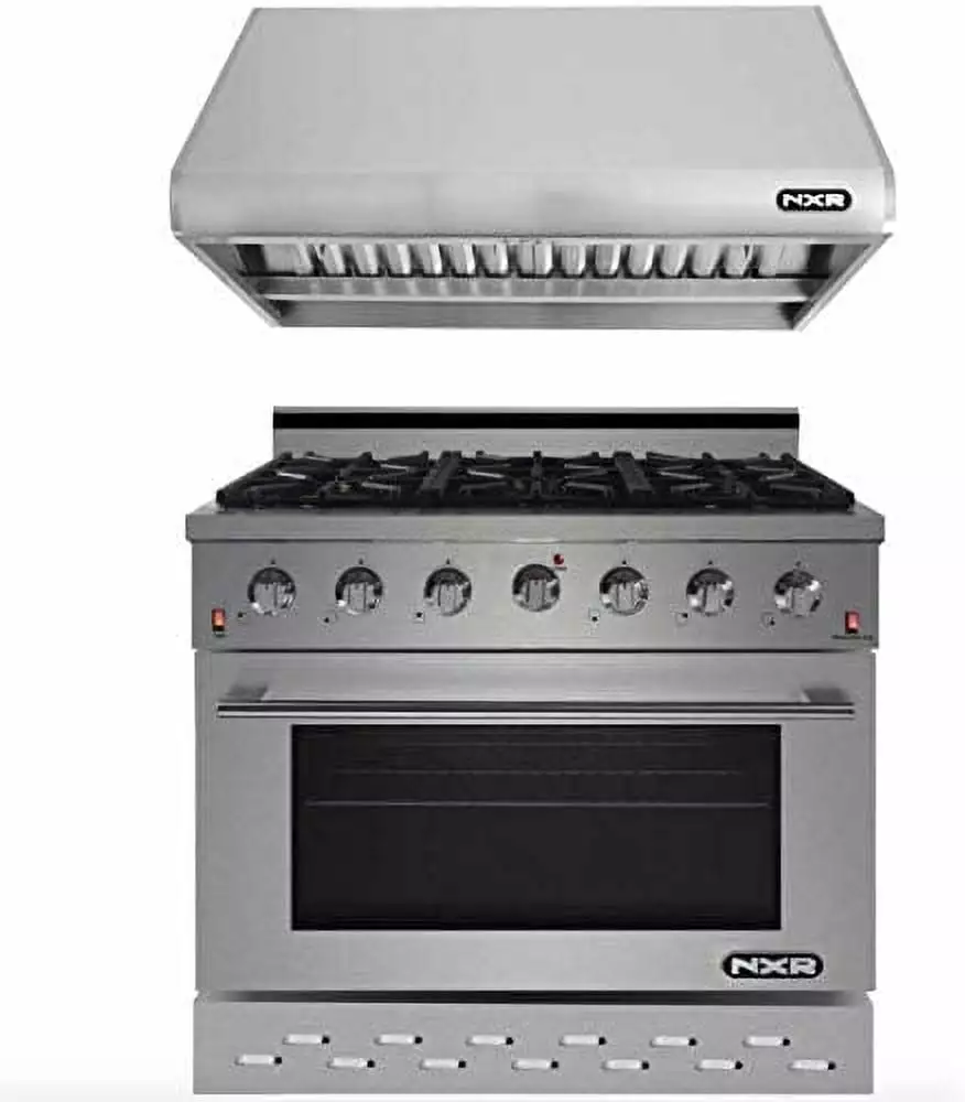 NXR 36 Stainless Steel Gas Range with 5.5 cu. ft. Convection Oven & Under Cabinet Hood Bundle SC3611 RH3601