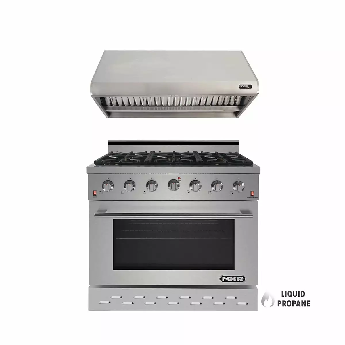 NXR 36 Stainless Steel Propane Gas Range with 5.5 cu. ft. Convection Oven & Under Cabinet Hood Bundle SC3611 RH3601