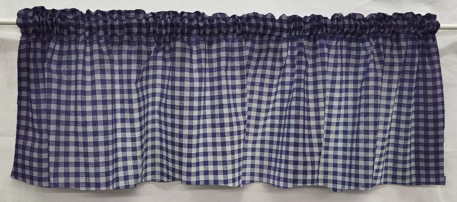 Navy Blue & White Checked Gingham Valances by Penny's Needful Things (Two Valance Panels 12 inches Long UNLINED)