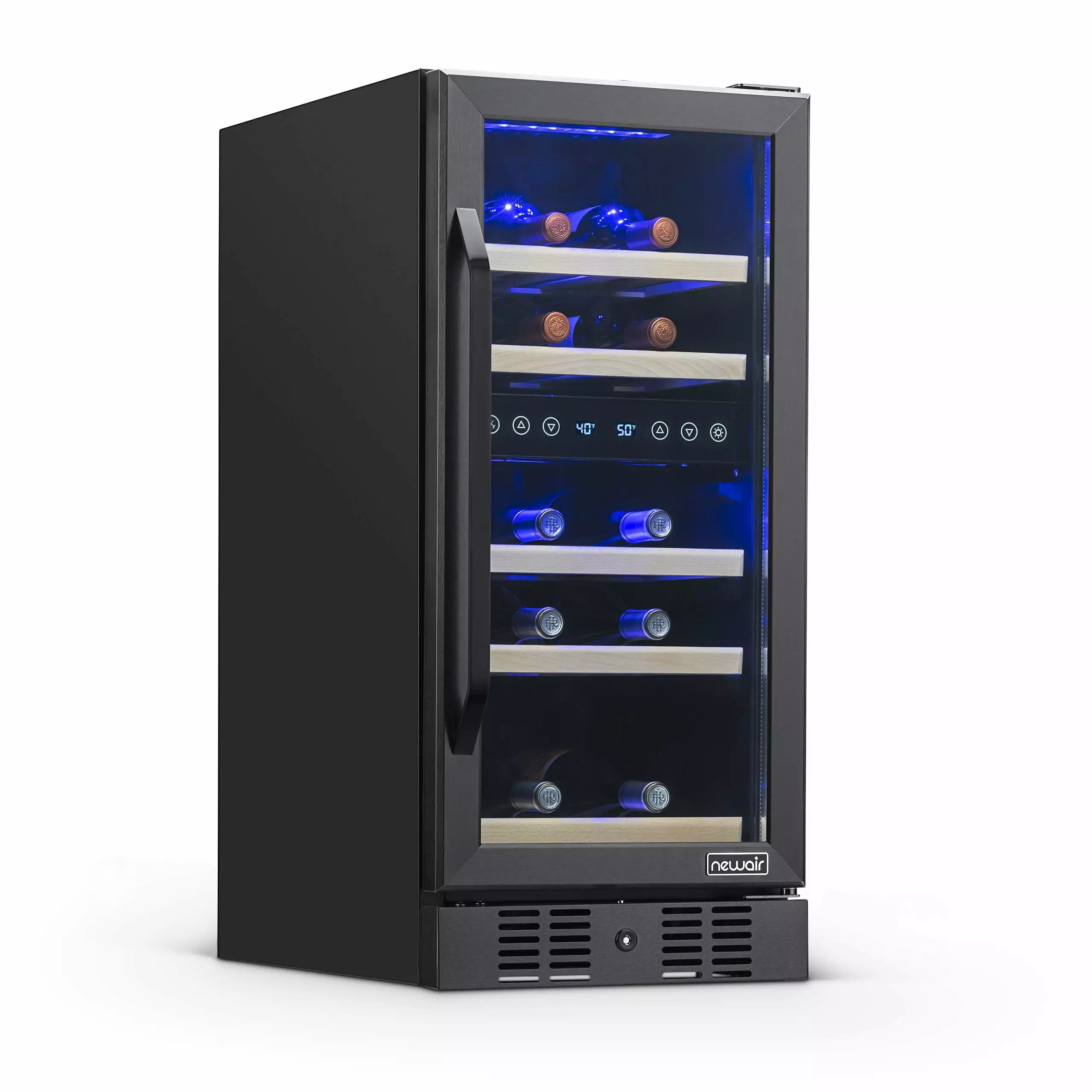 NewAir 15 Built-in 29 Bottle Dual Zone Compressor Wine Fridge in Black Stainless Steel - NWC029BS00