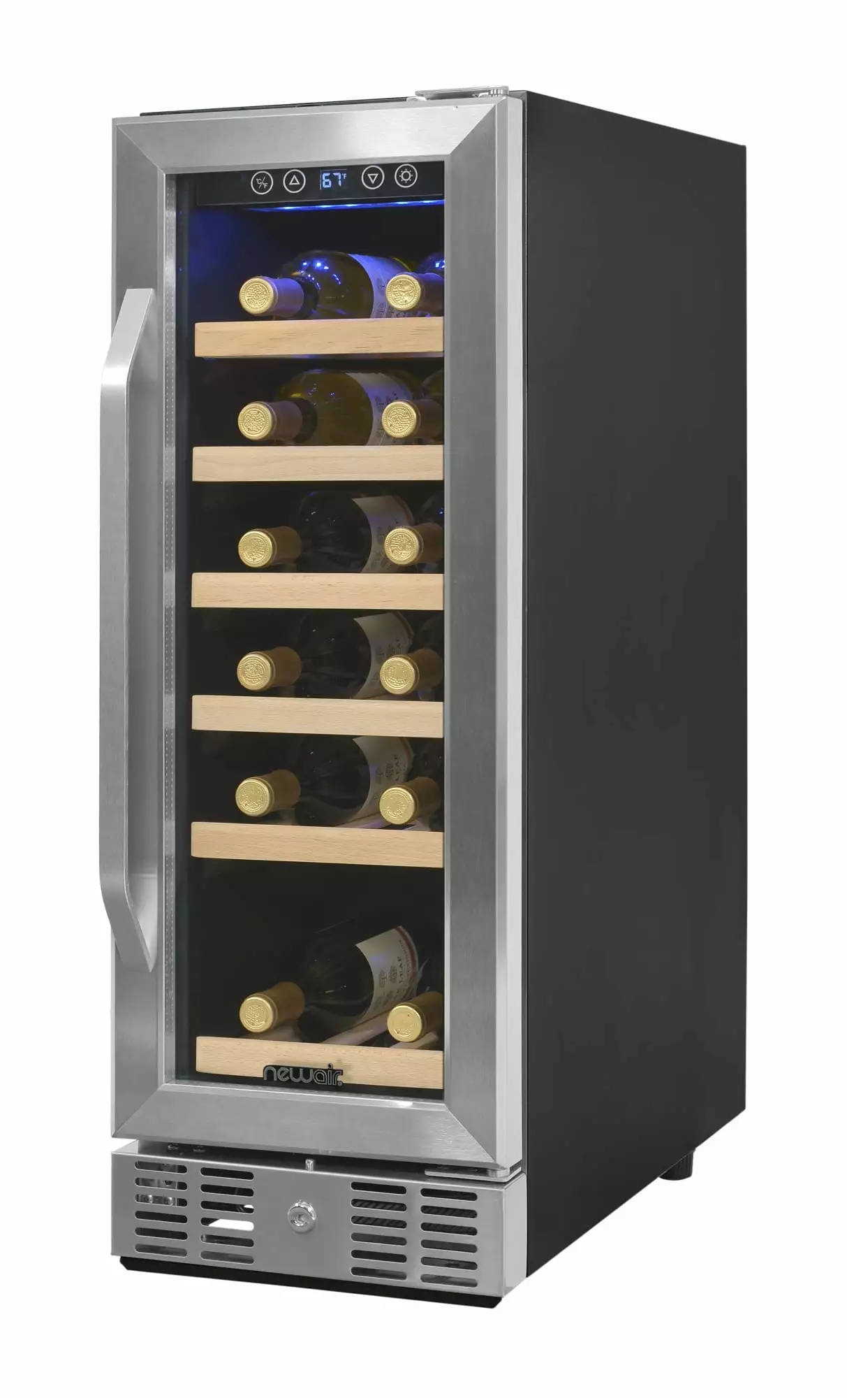 Newair | 19 Bottle Wine Cooler Fridge |12 Tempered Glass Door Wine Cellar