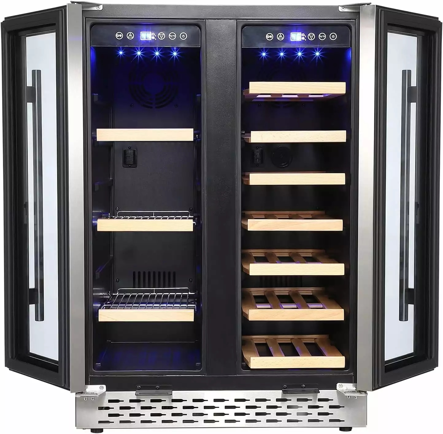 Patikuin Wine Cooler Refrigerator 20 Bottles. 55 Cans Wine Fridge Freestanding or Built-in Wine Refrigerator with Professional Compressor. Glass Door. Intelligent Temperature Memory