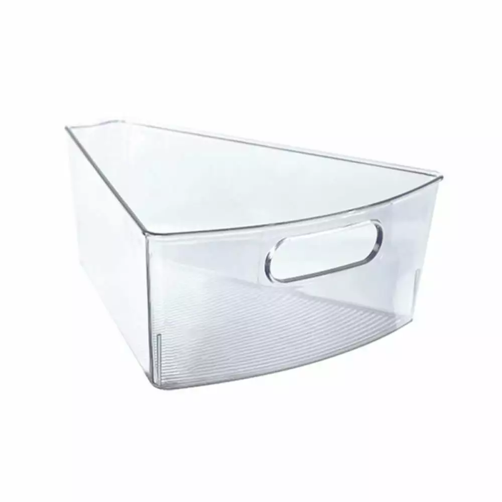 Plastic Cabinet Storage Bin. 1/8 Wedge Container for Kitchen. Pantry. Counter. Refrigerator. BPA-Free. Clear