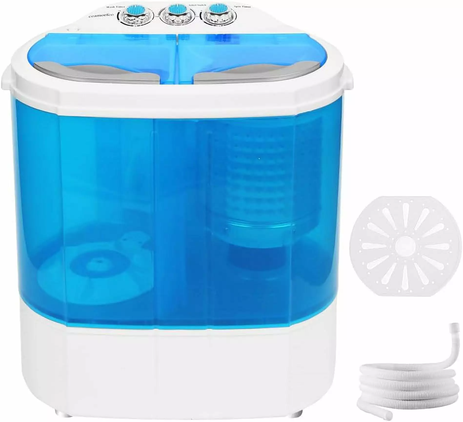 Portable Mini Washer 13lb Portable Washer Compact Twin Tub Machine Spinning and Washing Combo 6.57 FT Inlet Gravity Drain Hose for Laundry. Dorms. College. RV. Camping