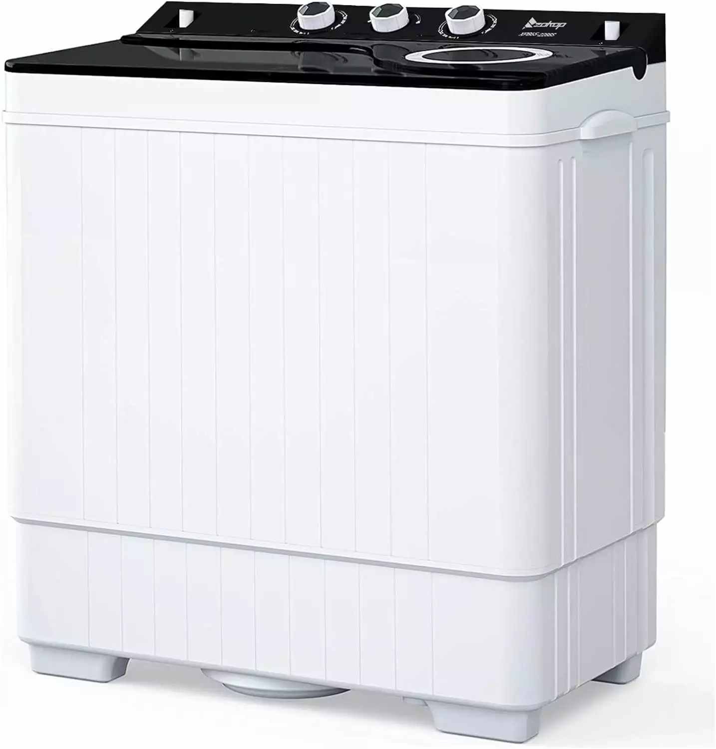 Portable Semi-automatic Twin Tub 26lbs Washing Machine with Built-in Drain Pump. 18lbs Washer Mini Compact Laundry Machine with 8lbs Spinner Washer for Apartment. Dorms. RVs. Camping Black