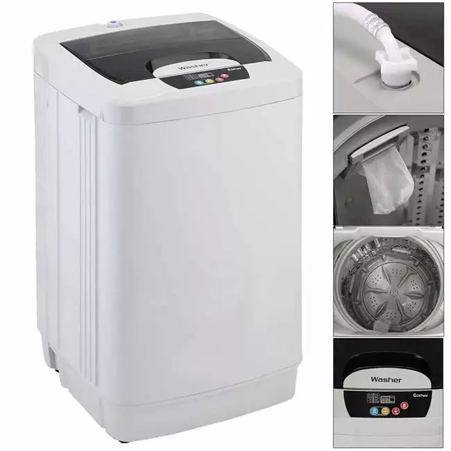 Portable Small Washing Machine Washer Fully Automatic 1.87 Cu.ft & 12 lbs Spin