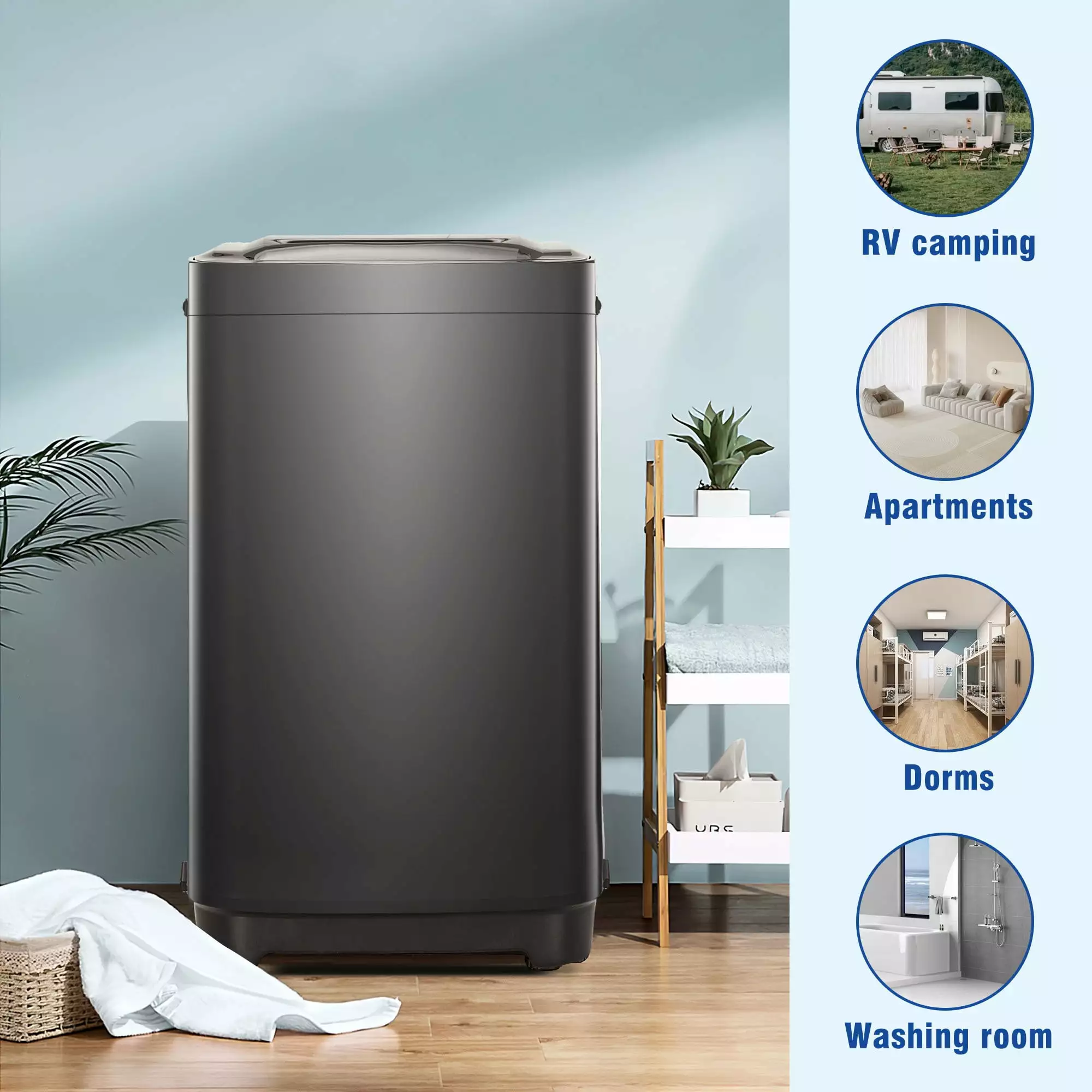 Portable Washing Machine - 2.0 Cu.ft. Capacity. 8 Water Levels/10 Programs - Ideal for Small Spaces - Multifunctional & Energy Efficient - User-Friendly Design. Includes Essential Accessories