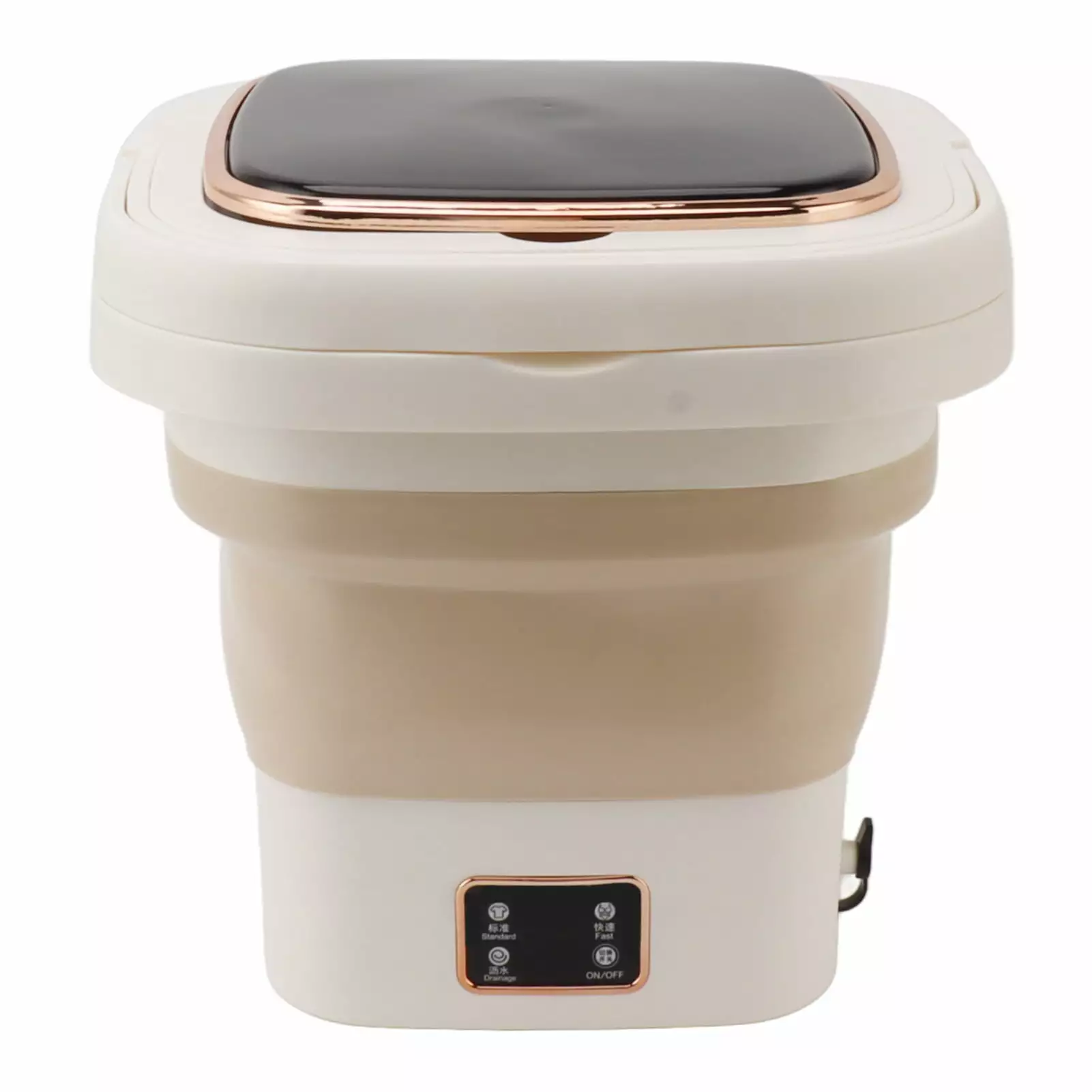 Portable Washing Machine 9L Automatic Small Foldable Bucket Washer for Dormitories Travel Business Trip US Plug 100?240V Cream Color