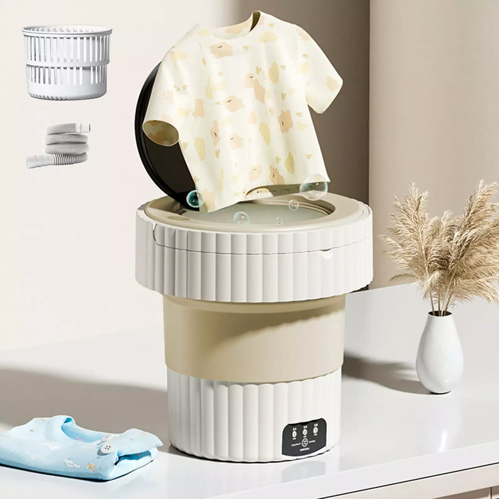 Portable Washing Machine Foldable Mini Washing Machine-Small Washing Machine For Underwear- Clothes- Suitable For Apartments-Dormitories- Camping-Travel