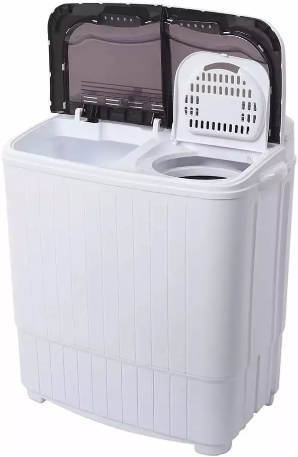 Portable Washing Machine Semi-Automatic Gray Cover 14.3(7.7 6.6) lbs Laundry Machine Selections Compact Washer Machine for Apartment. Home. Dorms. Rv