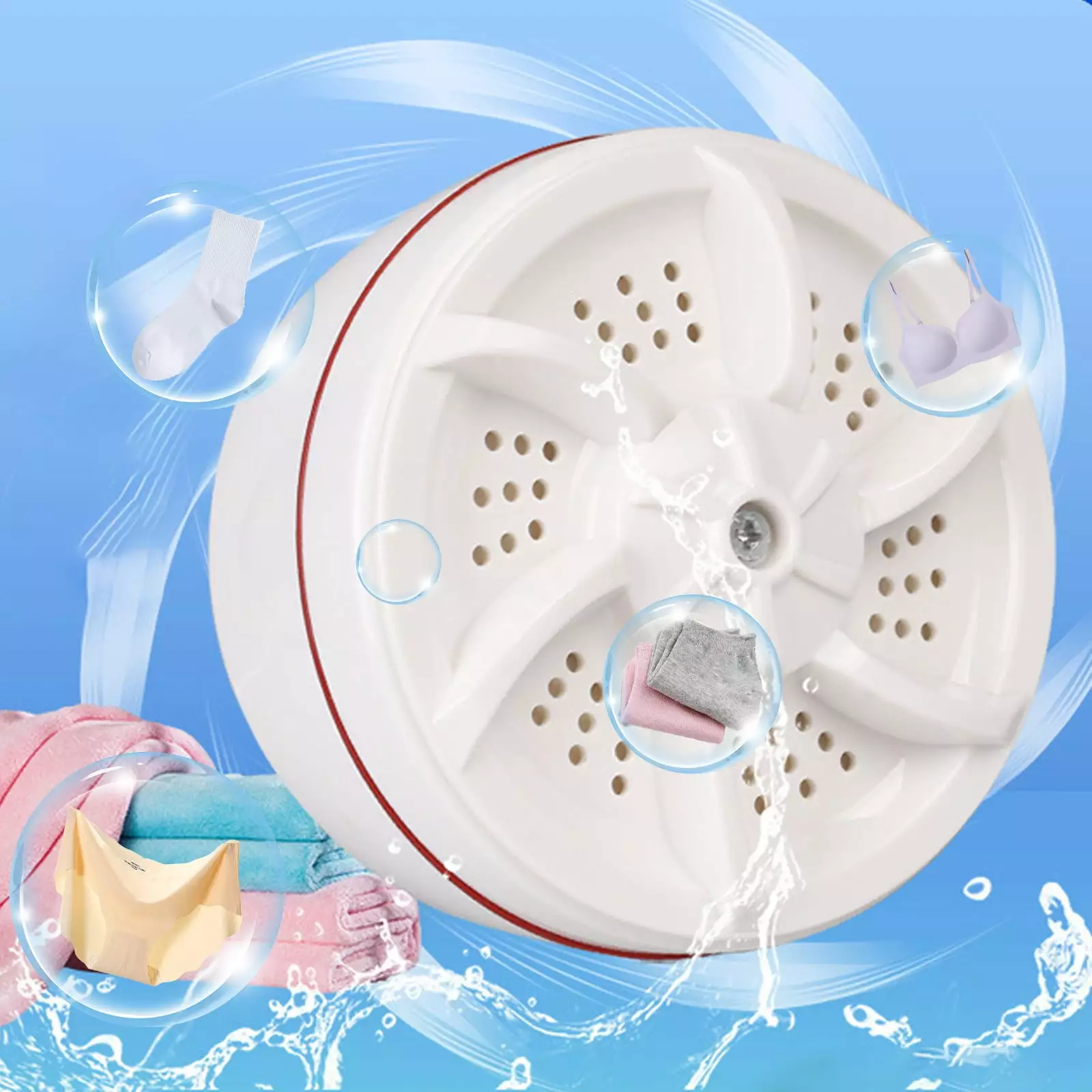 Portable Washing Machine.Ultrasonic Turbine Portable Washing Machine Mini Dishwasher with Suction Cups for Travel.Business Trip.Home.Fruit Cleaning and Dish Washing