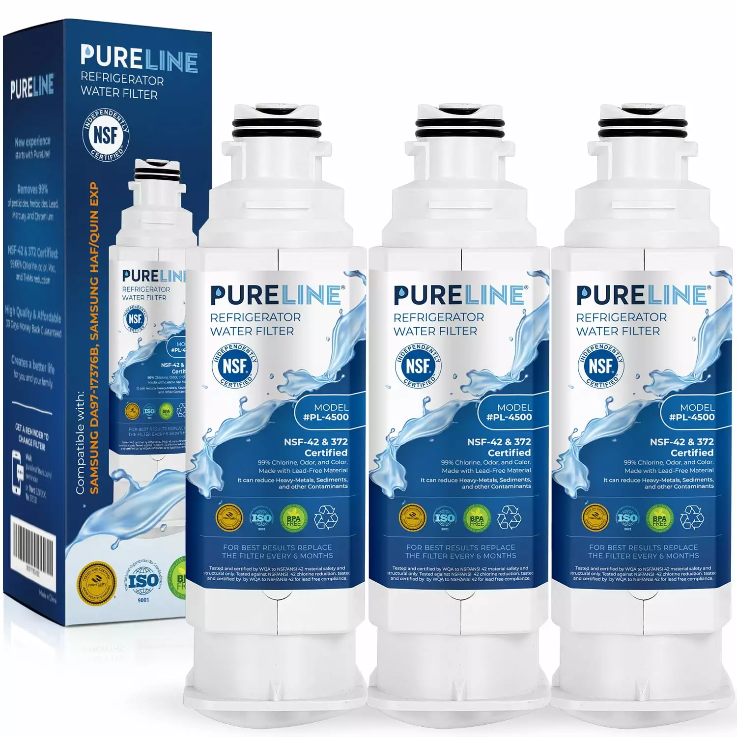 Pureline DA97-17376B and Haf Qin Water Filter Replacement for Samsung HAF-QIN. HAF-QIN/EXP. DA97-08006C. RF23M8070SG. RF23M8070SR. RF23M8090SG. RF23M8090SR. RF23M8570SR. RF23M8590SG. (3 Pack)