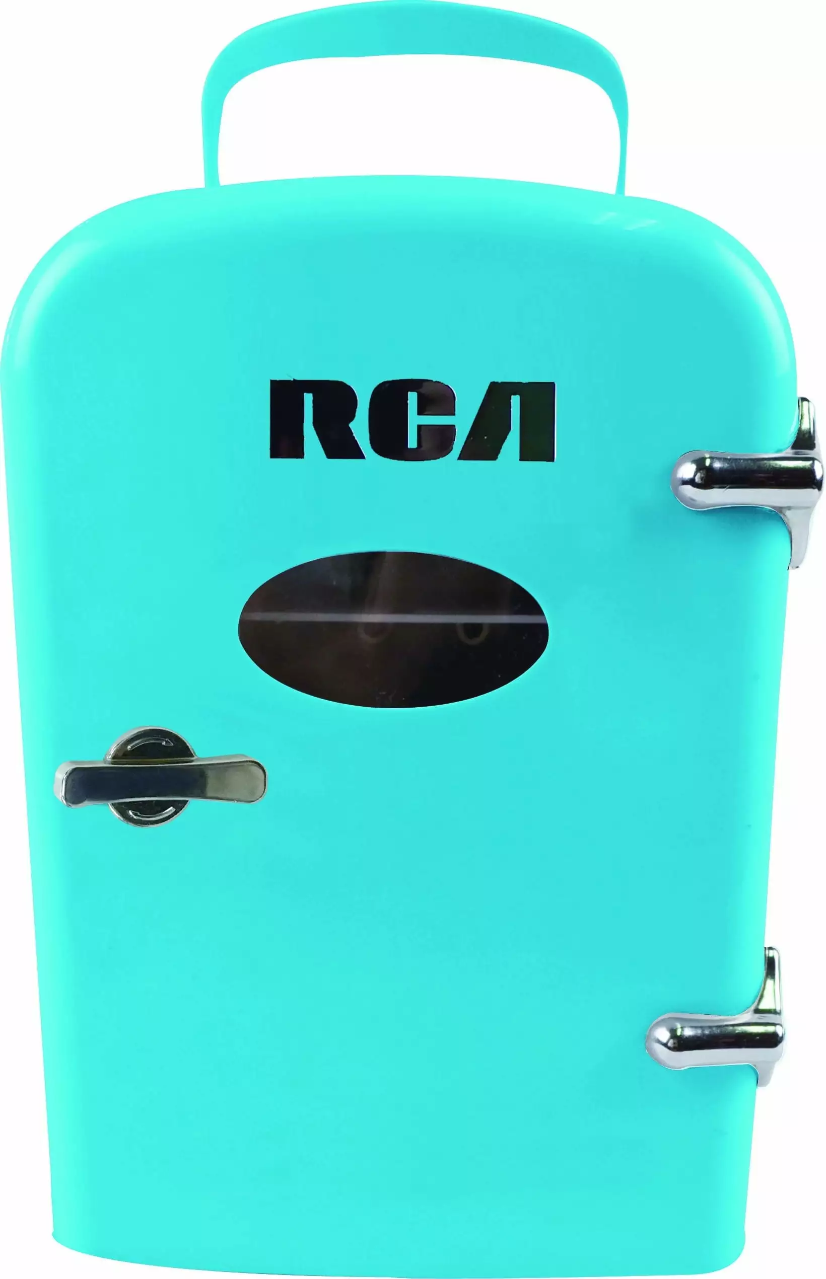 RCA Portable Mini Retro 6 Can Beverage Refrigerator. RMIS129. Blue