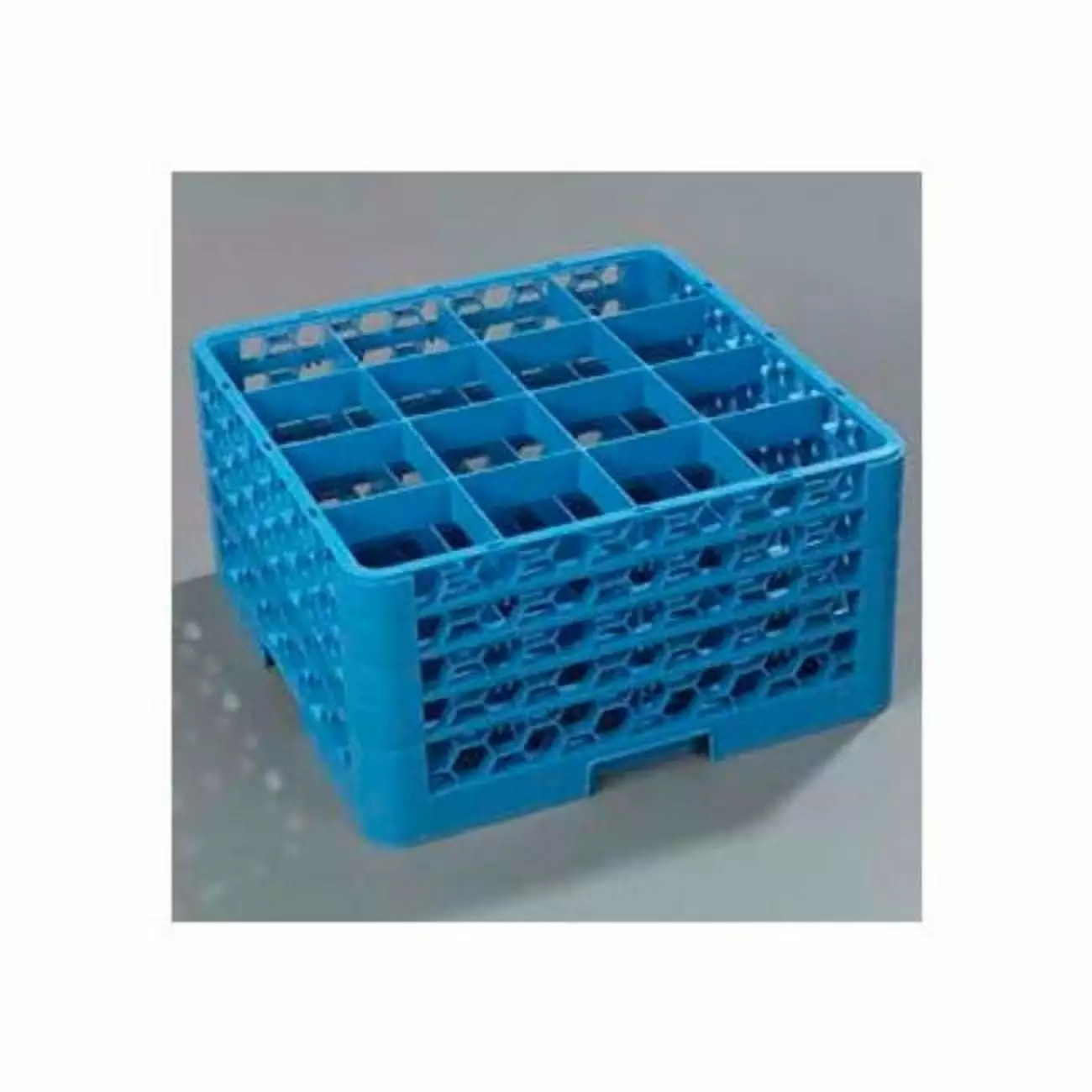 RG16-414 - Opticlean 16 Compartment Glass Rack with 4 Extenders. Blue