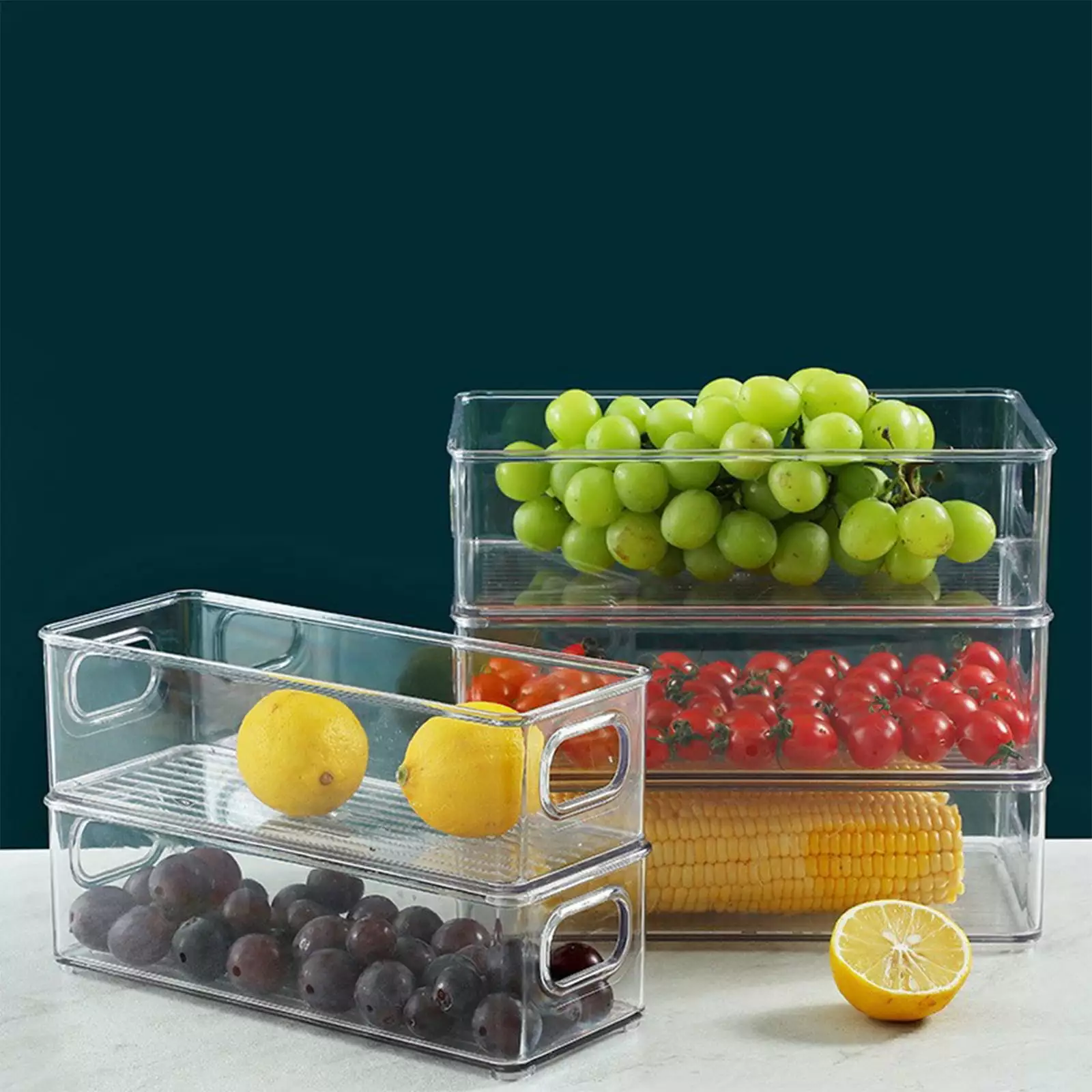 RKZDSR Clear Plastic Stackable Refrigerator Organizer Bins with Handles - Food Storage Solution for Pantry. Freezer. Fridge. Cabinet. and Kitchen Countertops