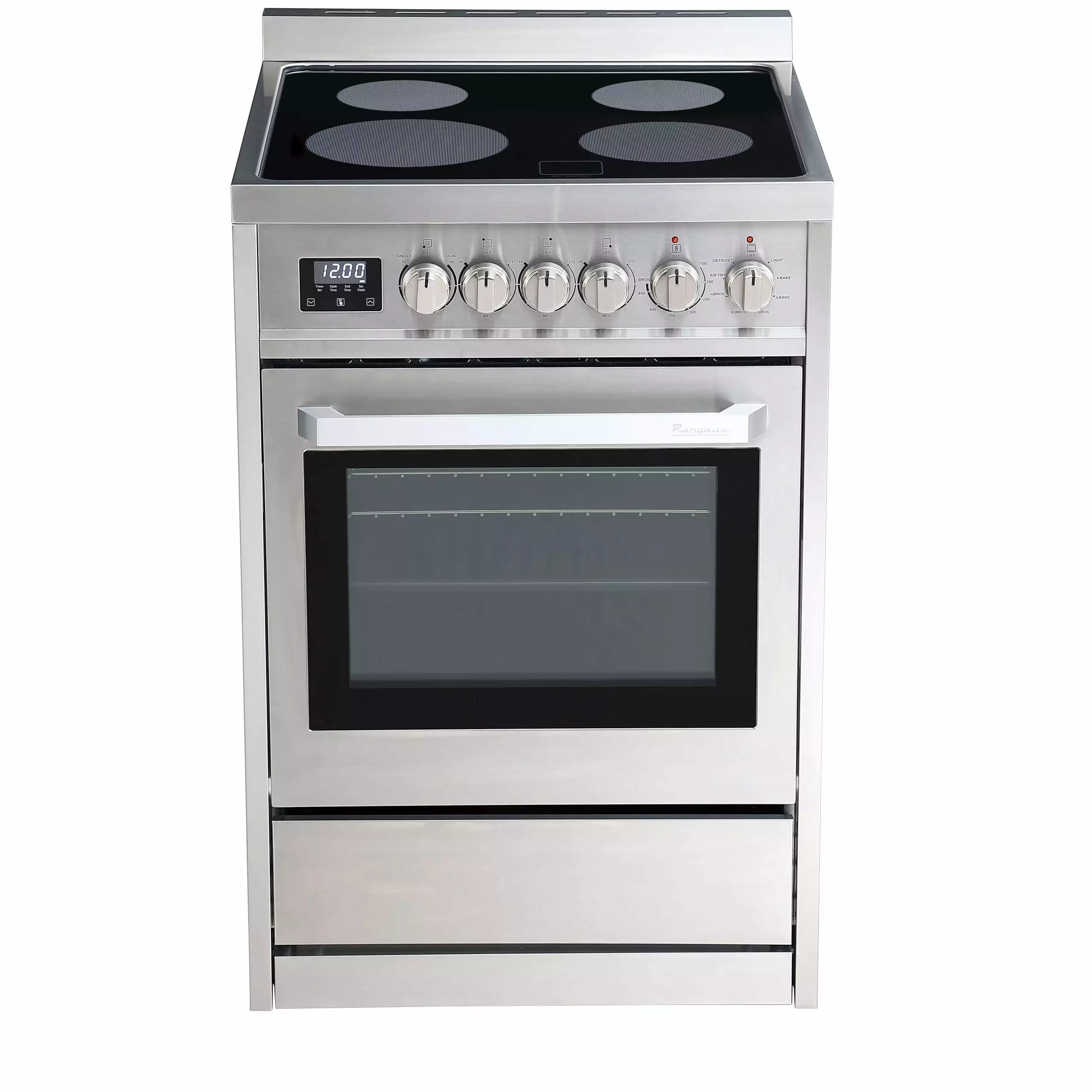 Rangaire RRE241TS 24 Electric Range Oven with Timer - Stainless Steel. Infrared Stove Burners. True Convection. Easy Reach Racks