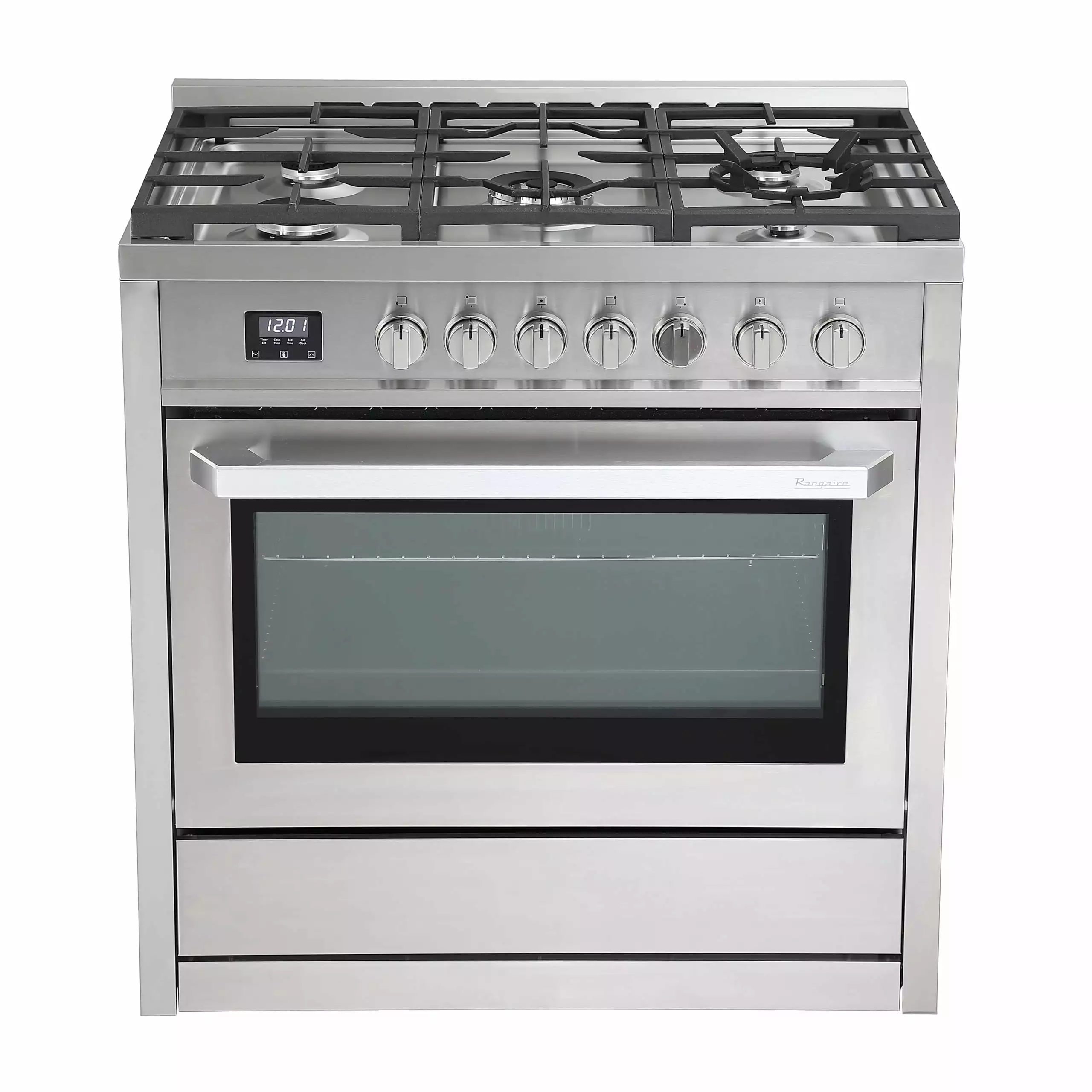 Rangaire RRG361TS 36 Gas Range Oven with Timer - Stainless Steel. Sealed Burners. Convection Fan. Easy Reach Racks