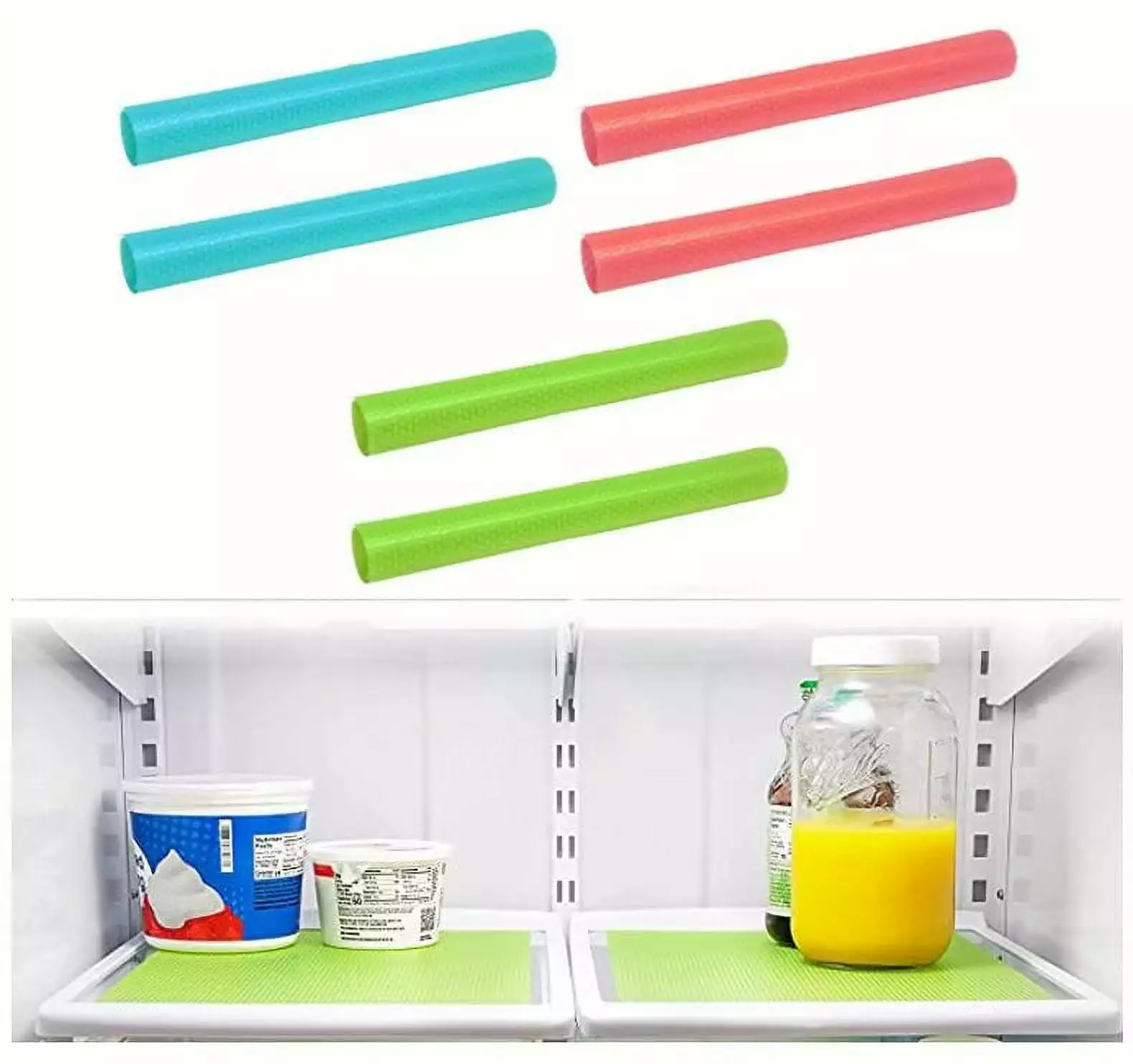 Refrigerator Mats (6 Pack) - Refrigerator Shelf Liners for Glass Shelves Protect Against Spills - Multi-Use Shelf & Fridge Liners - BPA Free(2 Green 2 Blue 2 Pink)