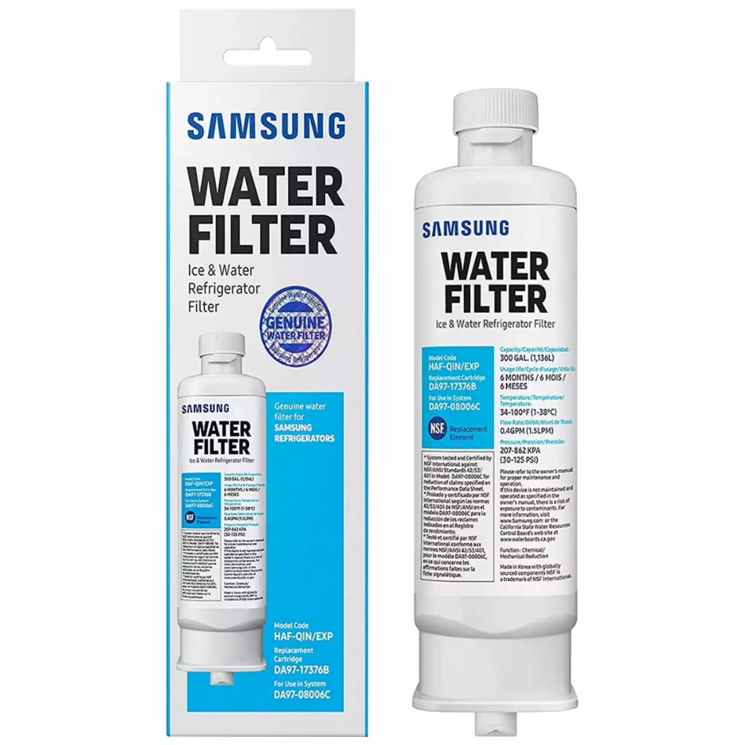 Replacement For HAF-QIN/EXP. DA97-17376B. DA97-08006C. HAF-QIN Refrigerator Water Filter 1 Pack