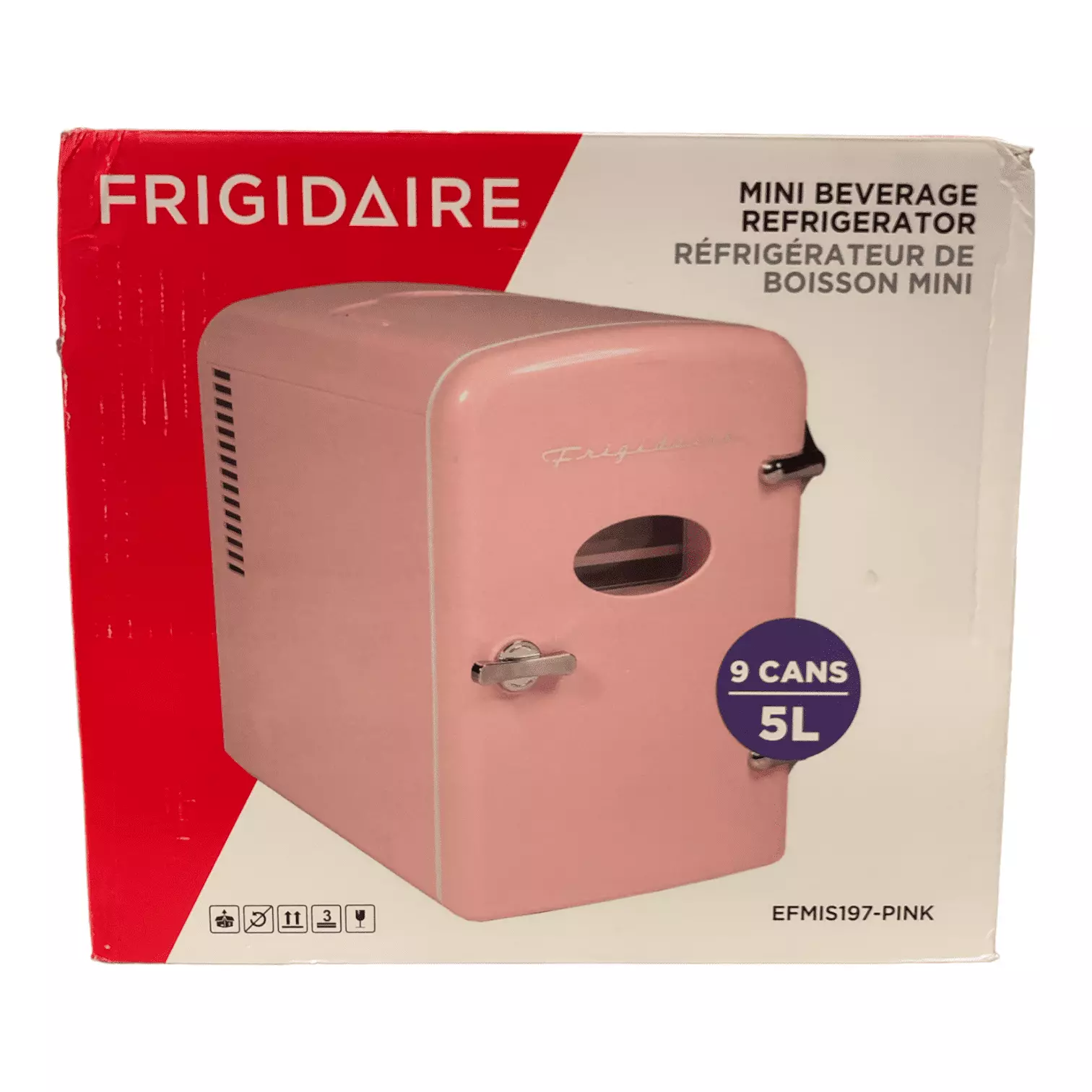 Restored Frigidaire Portable Retro Extra Large 9-Can Capacity Mini Refrigerator. Pink (Refurbished)