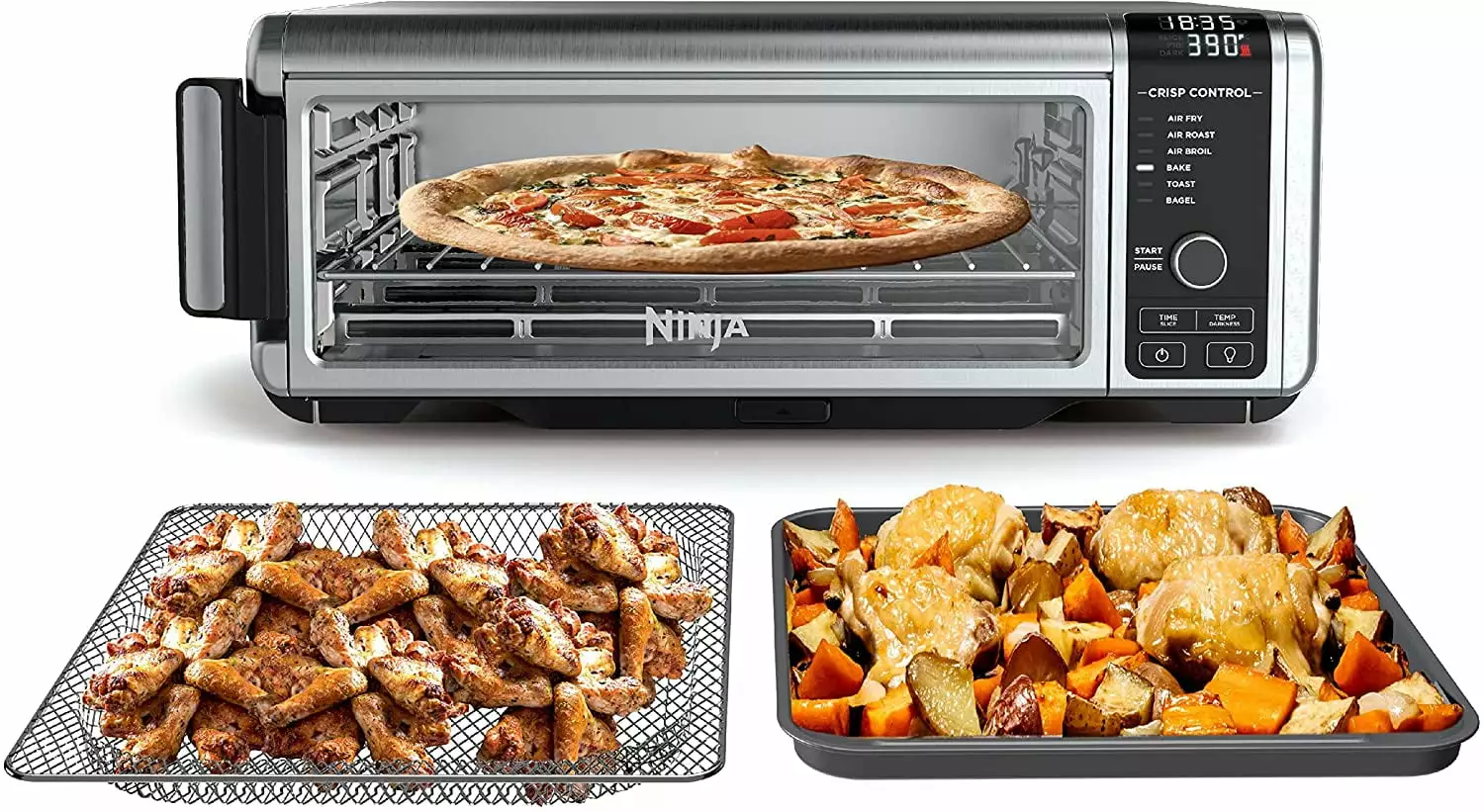 Restored Ninja Digital Air Fry Oven Black Silver. Convection. Toaster. 1800 Watts. Xl Capacity Stainless Steel (Refurbished)