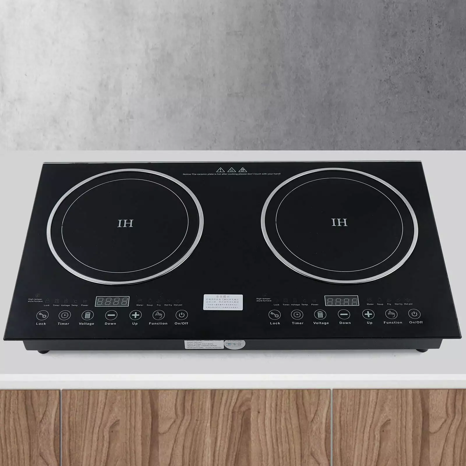 SHZICMY 110V Induction Cooktop 2 Burners Electric Hob Cook Top Stove Ceramic Cooktop USA