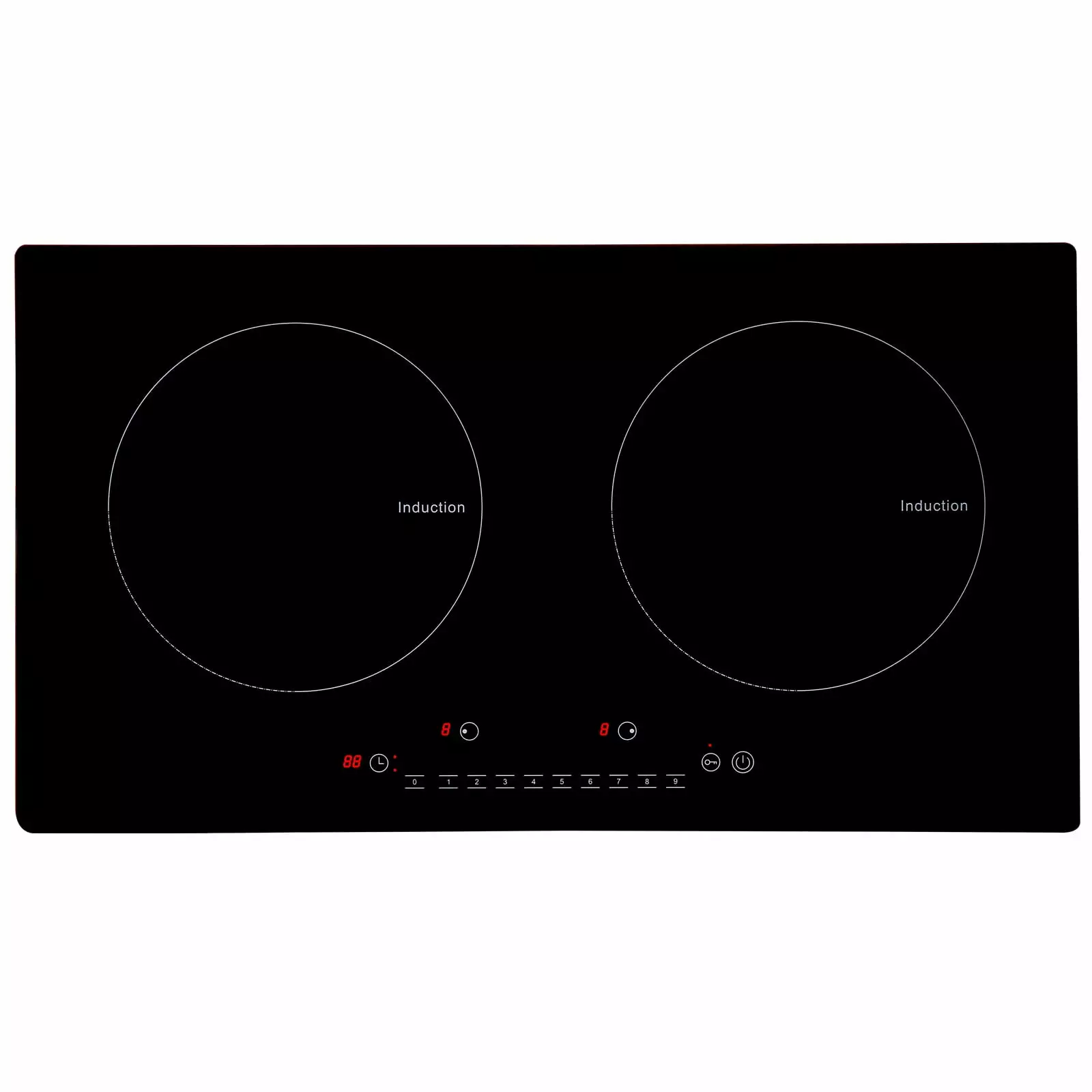 SKYSHALO 24 Electric Cooktop. 1800W 2 Burners Ceramic Glass Stove Top Touch Control Built-in Magnetic Cooktop w/ 9 Heating Level Child Lock & Over-Temperature Protection