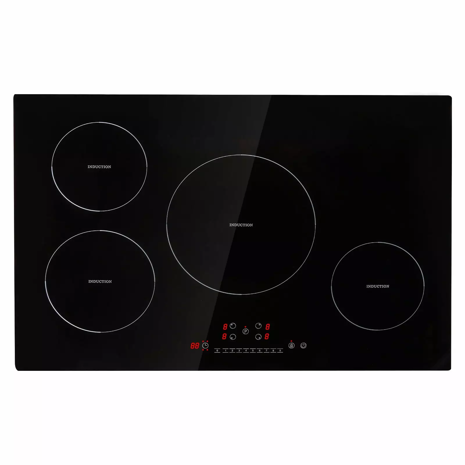 SKYSHALO 30in Electric Cooktop. 7500W 220V 4 Burners Ceramic Glass Stove Top Touch Control Built-in Magnetic Cooktop w/ 9 Heating Level Child Lock & Over-Temperature Protection