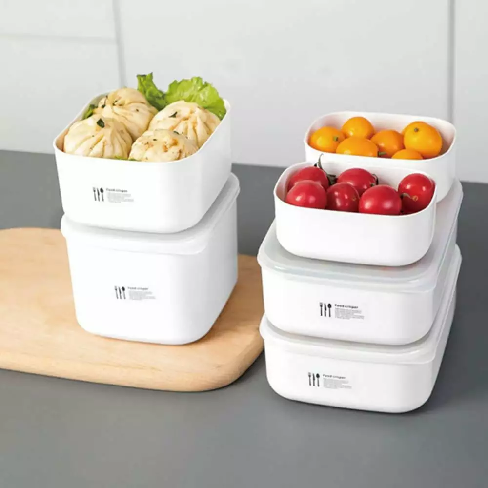 Savlot Refrigerator Organizer Bins Divided Food Storage Containers with Lids Plastic Snack Container Stackable Lunch Box Fridge Produce Saver for Fruit Vegetable Meat