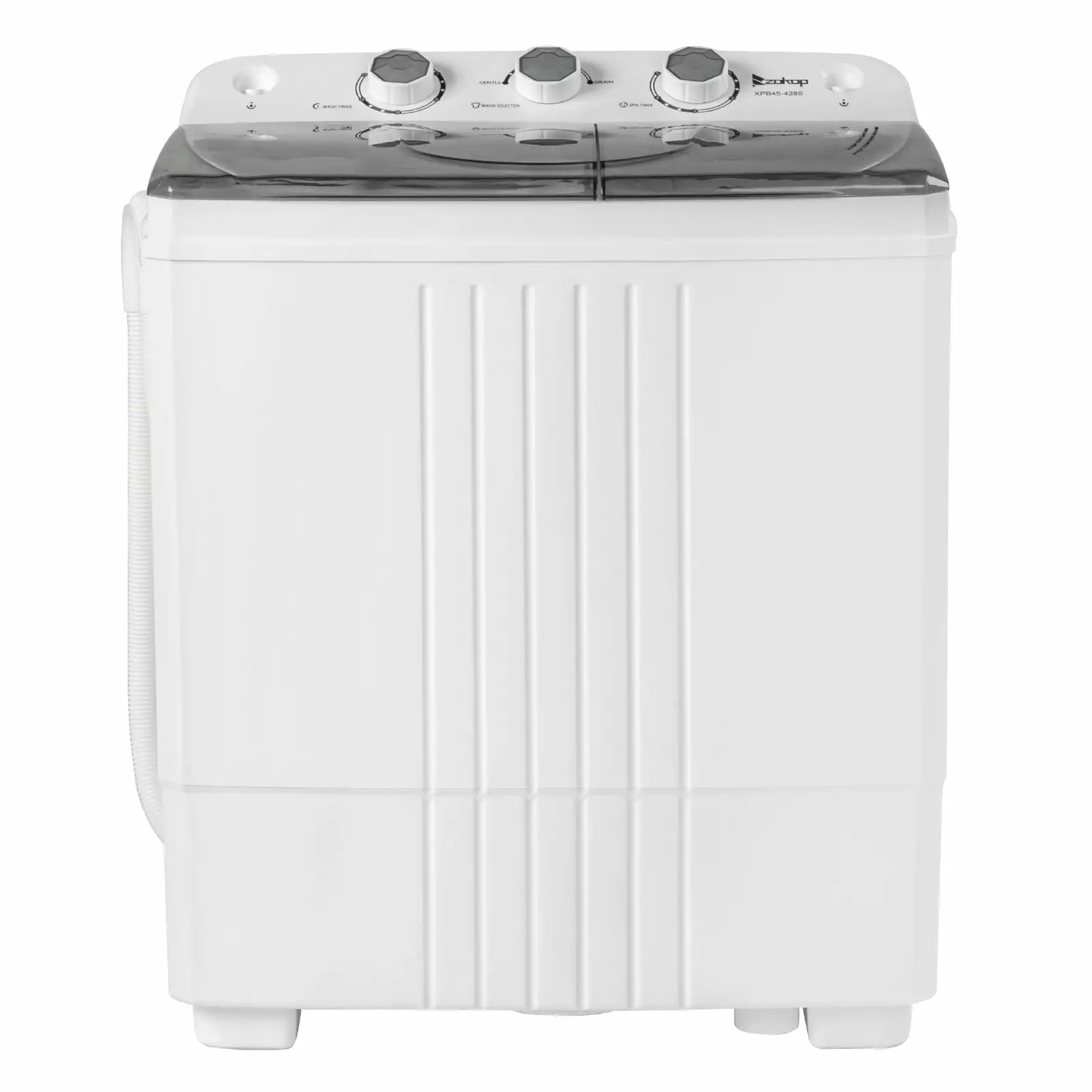 Semi-automatic 20Lbs Twin Tub Washing Machine with Drain Pump. Ideal for Apartment. Dorms. RVs. Camping - White&Grey US Standard