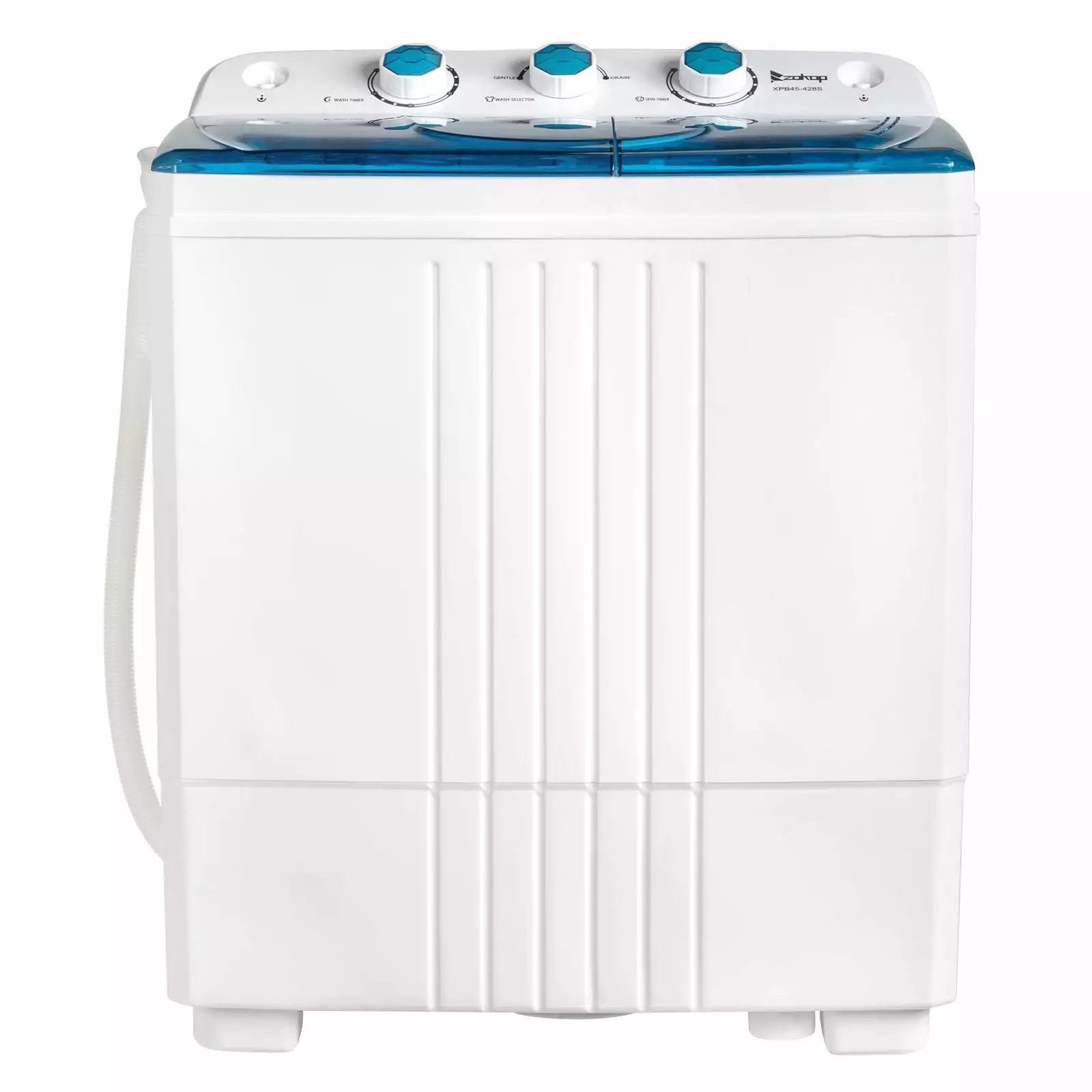 Semi-automatic Twin Tub Washing Machine with Drain Pump. 20Lbs Capacity. Ideal for Apartments. Dorms. RVs. Camping. White&Blue US Standard