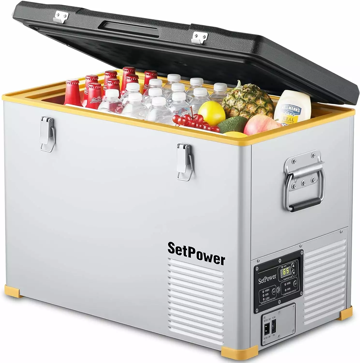 Setpower RV45S Portable Refrigerator Freezer. 48 Quart 12V Refrigerator with 3-YEAR Warranty. MAX & MIN Mode. 0?H-50?H RV Refrigerator. DC&AC. Car & Home Use. Camping. Outdoor. Truck. Overlanding. SUV