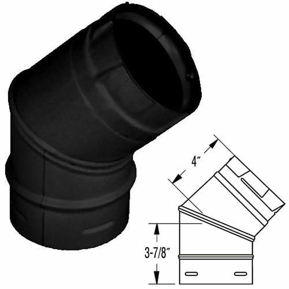 Simpson Duravent 3145B 4 Black Pellet Vent 45 Degree Elbow