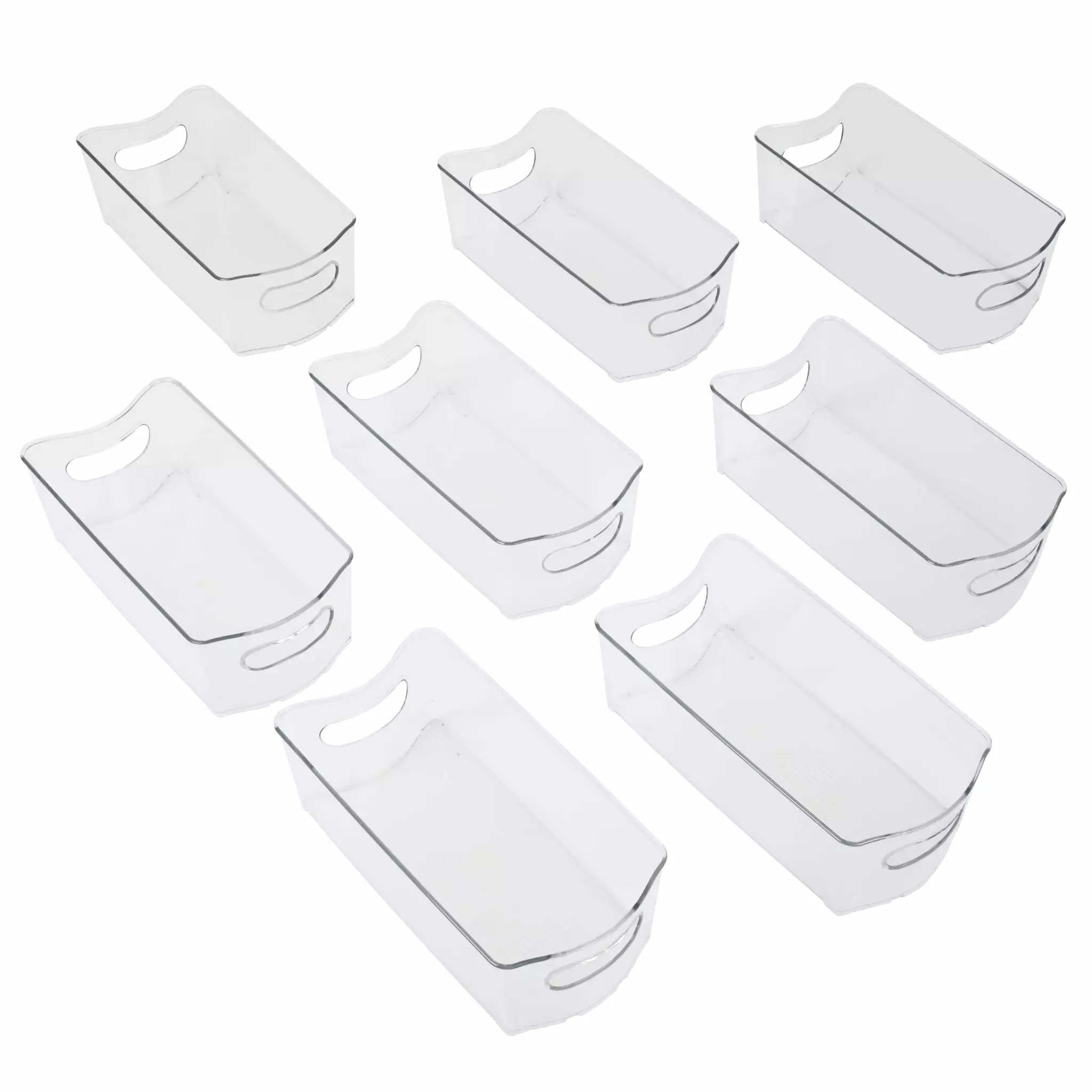 Smart Design Stackable Clear Refrigerator Storage Bin with Handle - 8 Pack - 6 x 12 inch