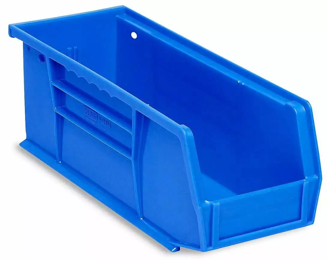 Stackable Storage Bin Uline Blue Plastic 4 X 4 X 11 Inch (CT/12)