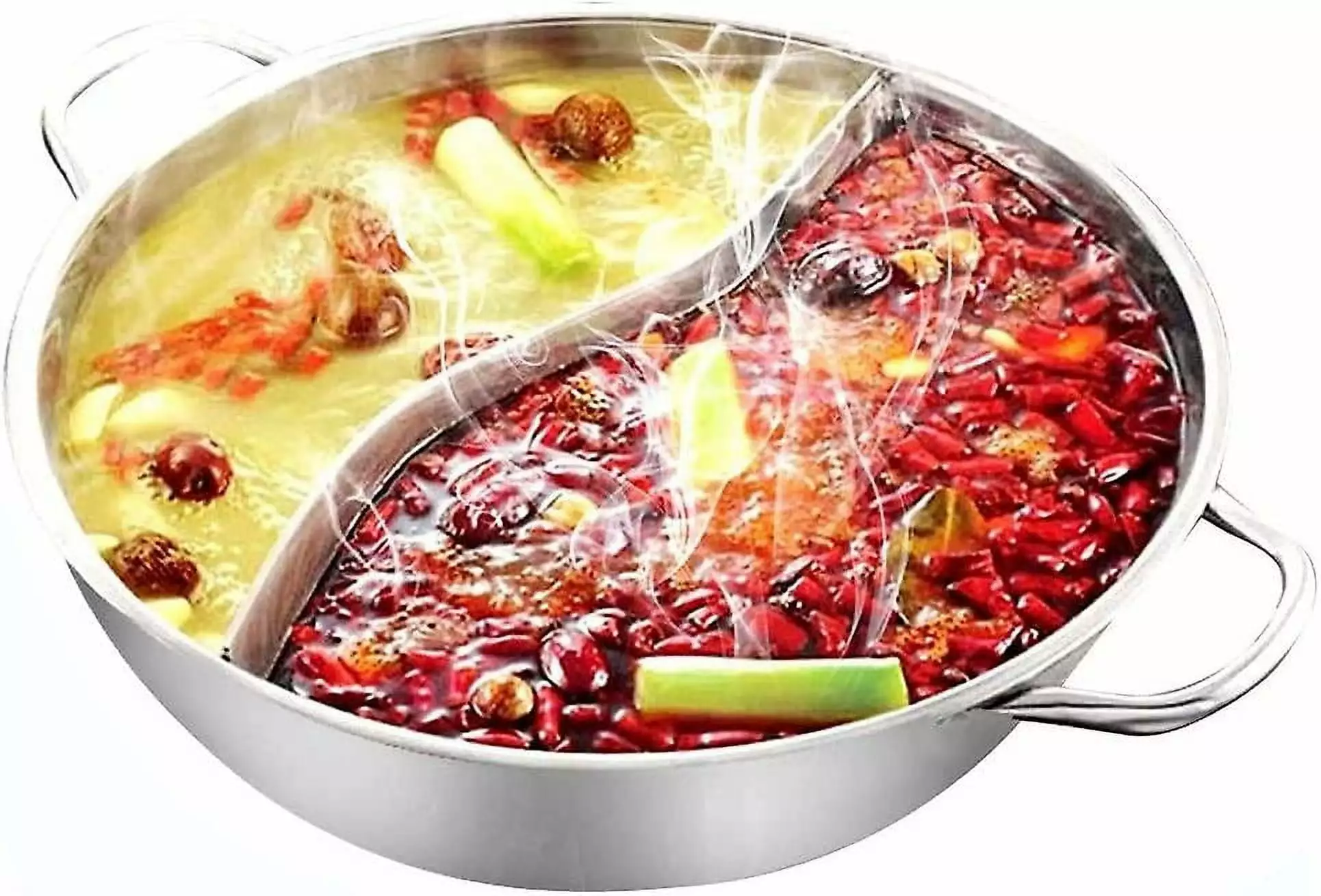 Stainless Steel Shabu Hot Pot With Divider For Induction Cooktop Gas Stove.without Cover