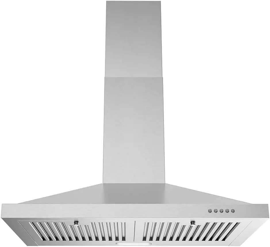 Streamline 30 in. Fermi Ducted Wall Mount Range Hood in Brushed Stainless Steel with Baffle Filters. Push Button Control. LED Light