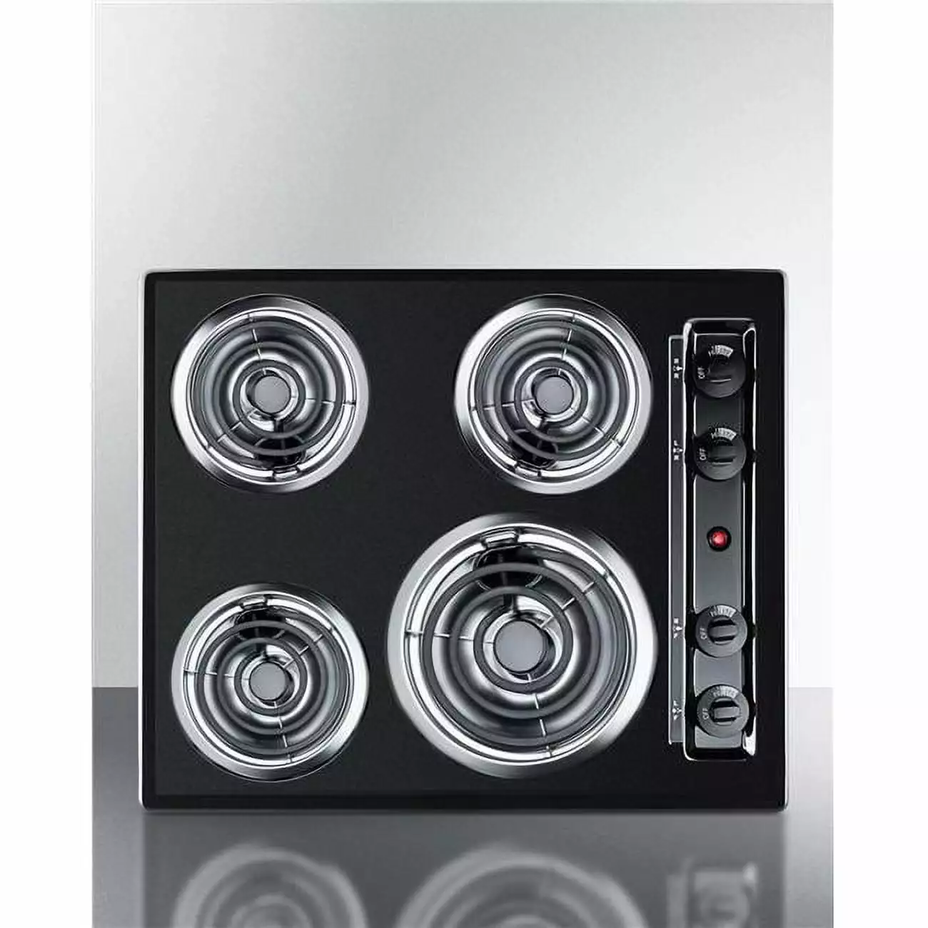 Summit - - 24 in. Wide 4-Burner Coil Cooktop - Coil Top - Black