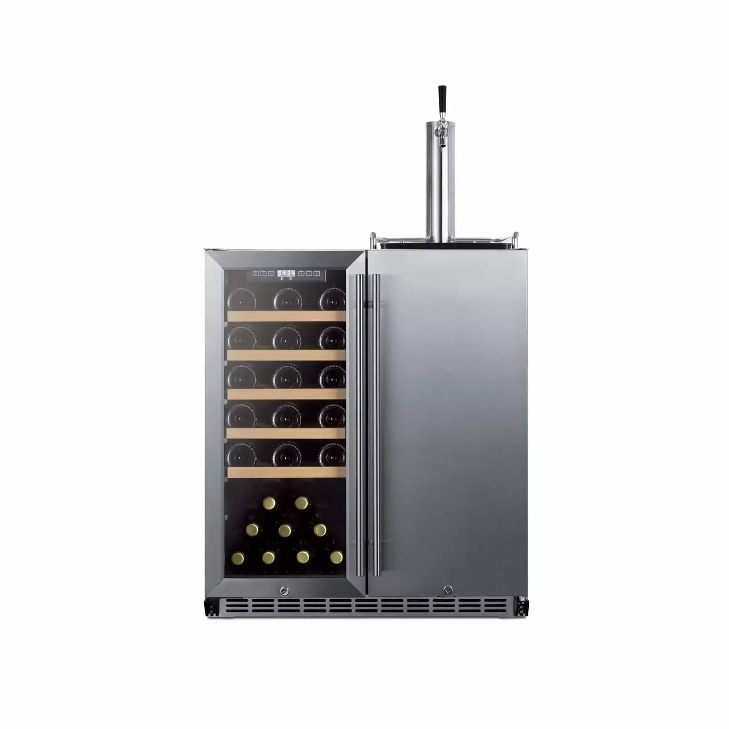 Summit 30-Inch Indoor/Outdoor Dual Zone Wine Cellar / Singe Tap Beer Dispenser / Kegerator - SWBC3041